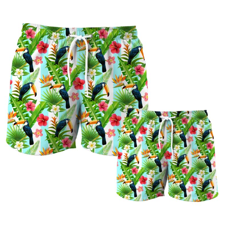 Father & Son Matching Swim Trunks - Quick Dry Swim Shorts for Men & Boys - Perfect for Beach Vacations, Pool Parties & Family Outings
