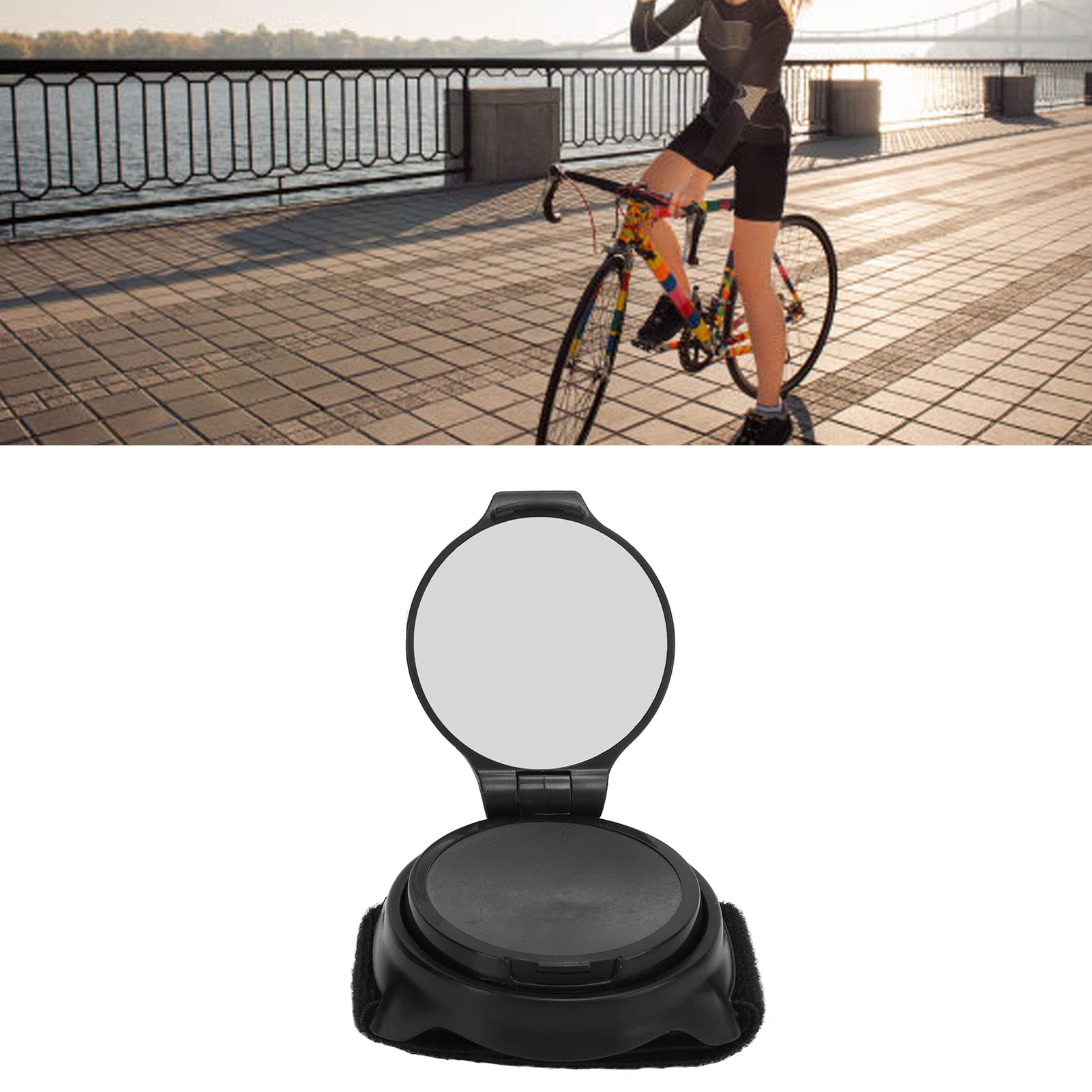 Adjustable Wristband Bike Mirror - 360° Rearview Cycling Safety Mirror for Bicycles & Motorcycles - Black - Perfect for Commuting, Road Biking & Outdoor Adventures