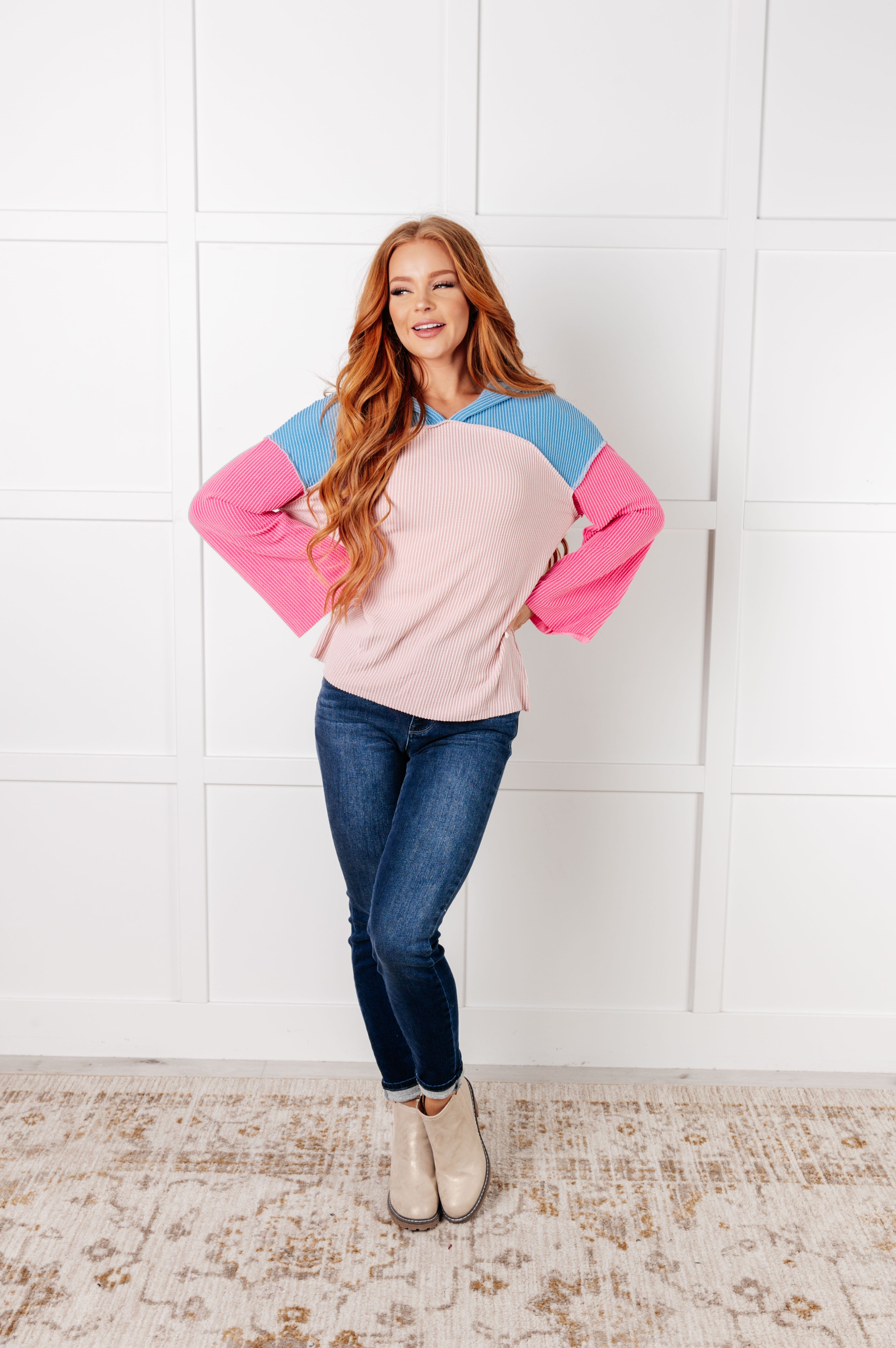 Color Block Pullover Sweater for Women - Trendy Striped Knit Top for Casual Wear, Office & Outings