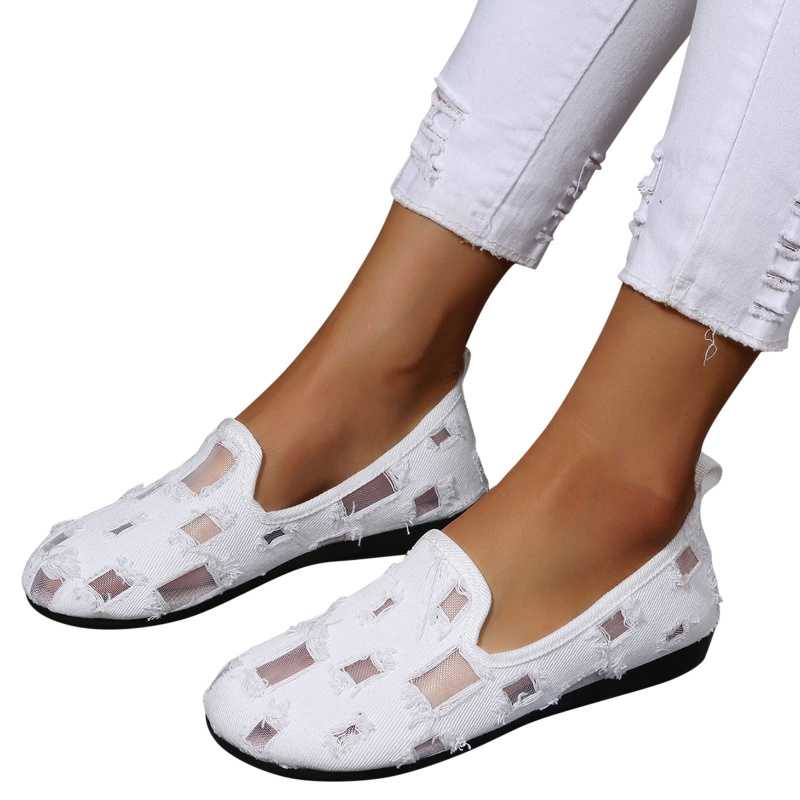 Stylish Women's Comfortable Flats Shoes - Retro Wide Width Slip-On Loafers with Breathable Cotton Woven Design for Beach, Office & Casual Wear - Plus Size Lightweight Lazy Shoes Perfect for Travel, Walking & Everyday Comfort