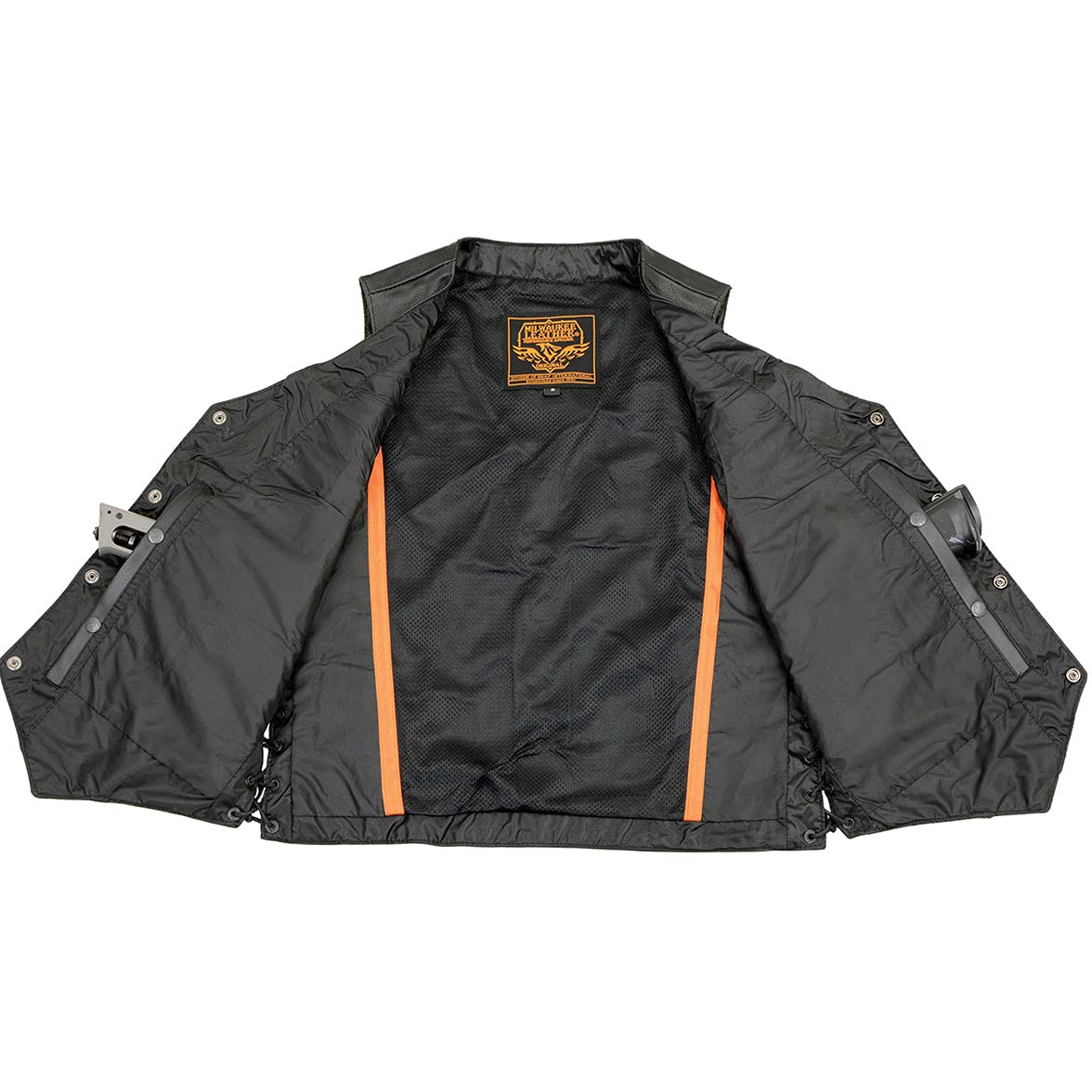 Milwaukee Leather Men's Premium Classic V-Neck Motorcycle Vest - Large | Genuine Leather Rider Jacket for Harley & Cruiser Bikes | Perfect for Biker Clubs & Road Trips