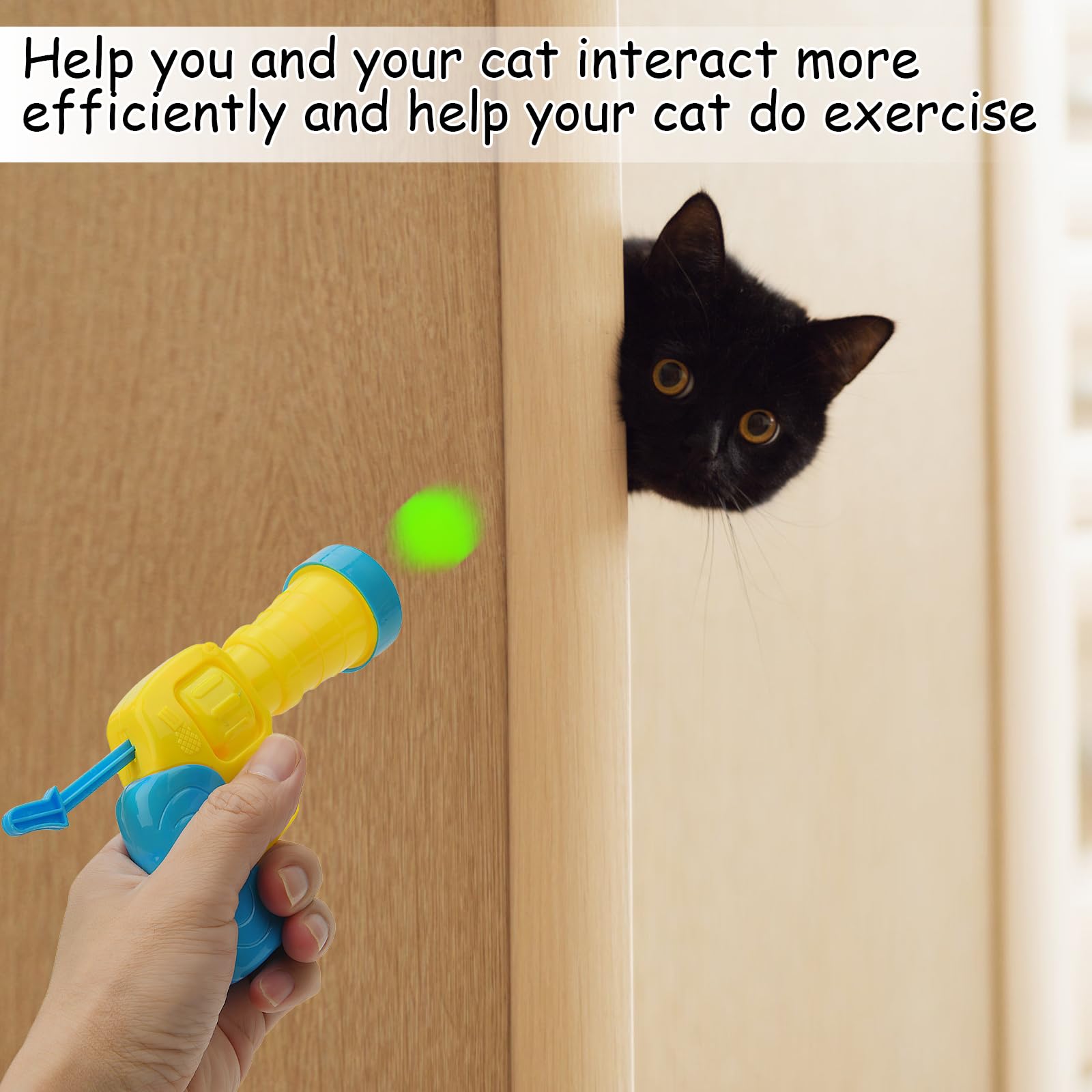 Interactive Cat Toy Ball Launcher Gun with 30 Plush Balls - Automatic Fetch Toy for Indoor Cats, Exercise & Bonding Play - Fun Kitty Toys for Bored Adult Cats (Perfect for Small Spaces & Playtime)