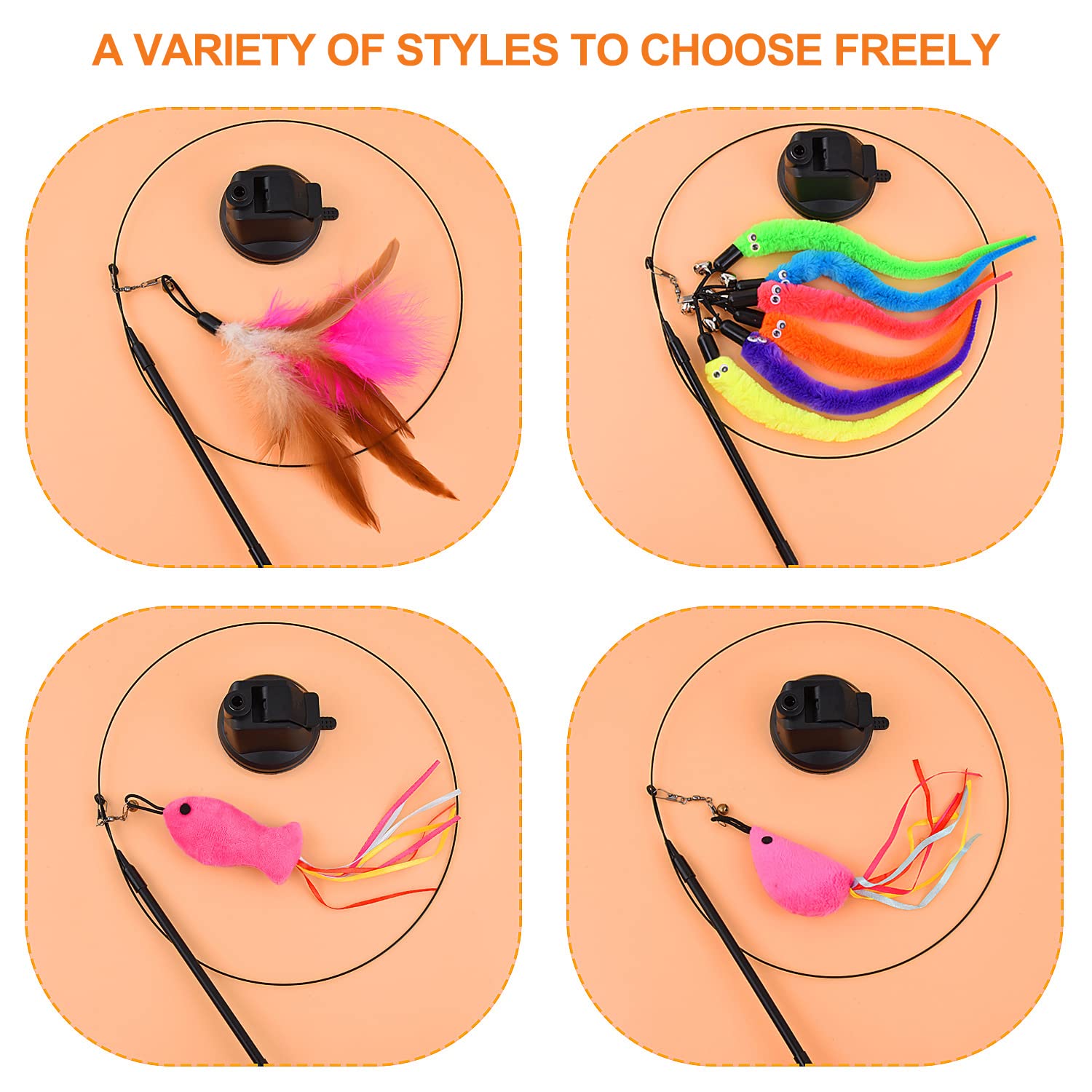 Interactive Cat Toys for Indoor Cats - Sticky Super Suction Cup Cat Teaser Wand - Keep Kittens Entertained & Active - Perfect for Playtime, Exercise & Bonding with Your Feline Friend