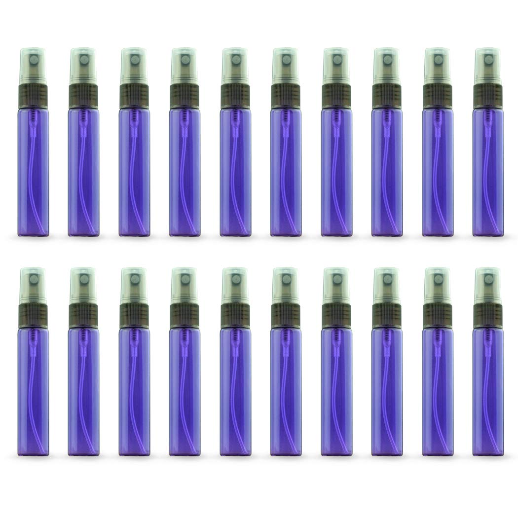20 Pack 10ML Refillable Travel Perfume Spray Bottles - Portable Empty Atomizer for Hydrating Mist, Essential Oils & Fragrances - Bulk Set (Purple) | Perfect for Gym, Travel, Purse & Home Use
