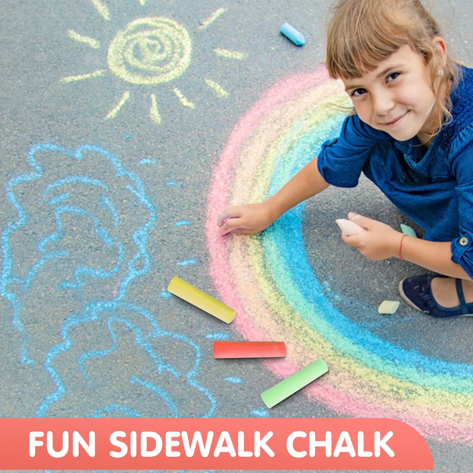 50 Pack Non-Toxic Washable Jumbo Sidewalk Chalk for Kids - Outdoor Art Play, Chalkboard & Blackboard Drawing - Vibrant Colors (Orange/Red) - Perfect for Driveway Art, School Projects & Playground Fun