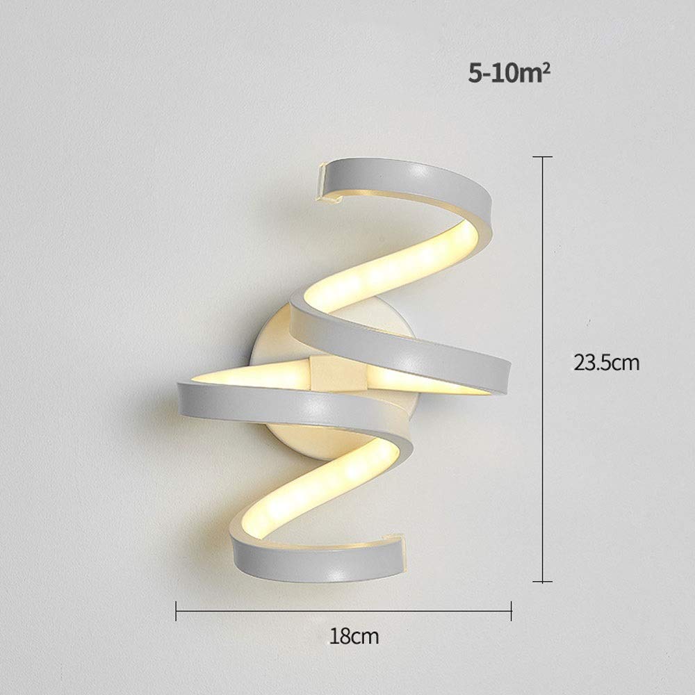Modern LED Wall Lamp Spiral Aluminum Sconce - 24W Tri-Tone Adjustable Light (3000K) for Bedroom, Living Room, Study, Cafe & Corridor - Energy-Efficient Indoor Reading Light (Size A)