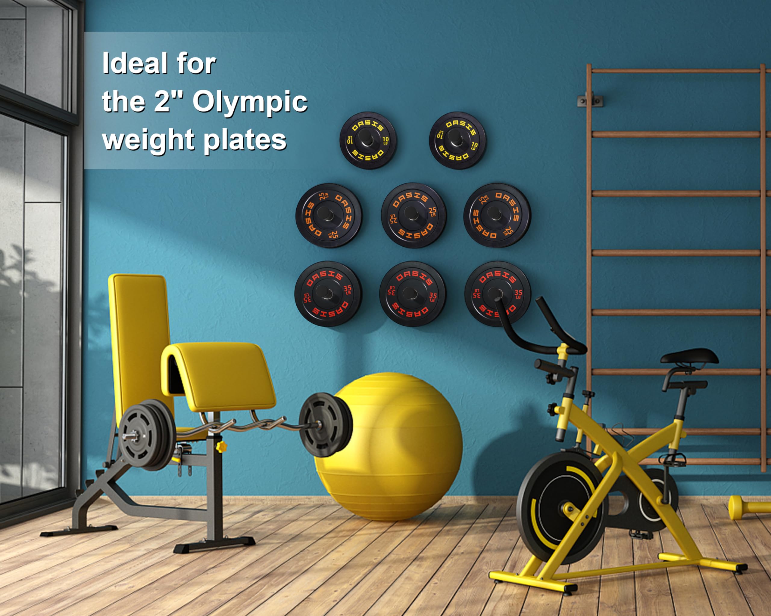 8-Pack Olympic Weight Plate Holder – Heavy Duty 2-Inch Weight Plate Rack for Home Gym Storage | Perfect for Dumbbell & Barbell Organization in Garage or Fitness Room