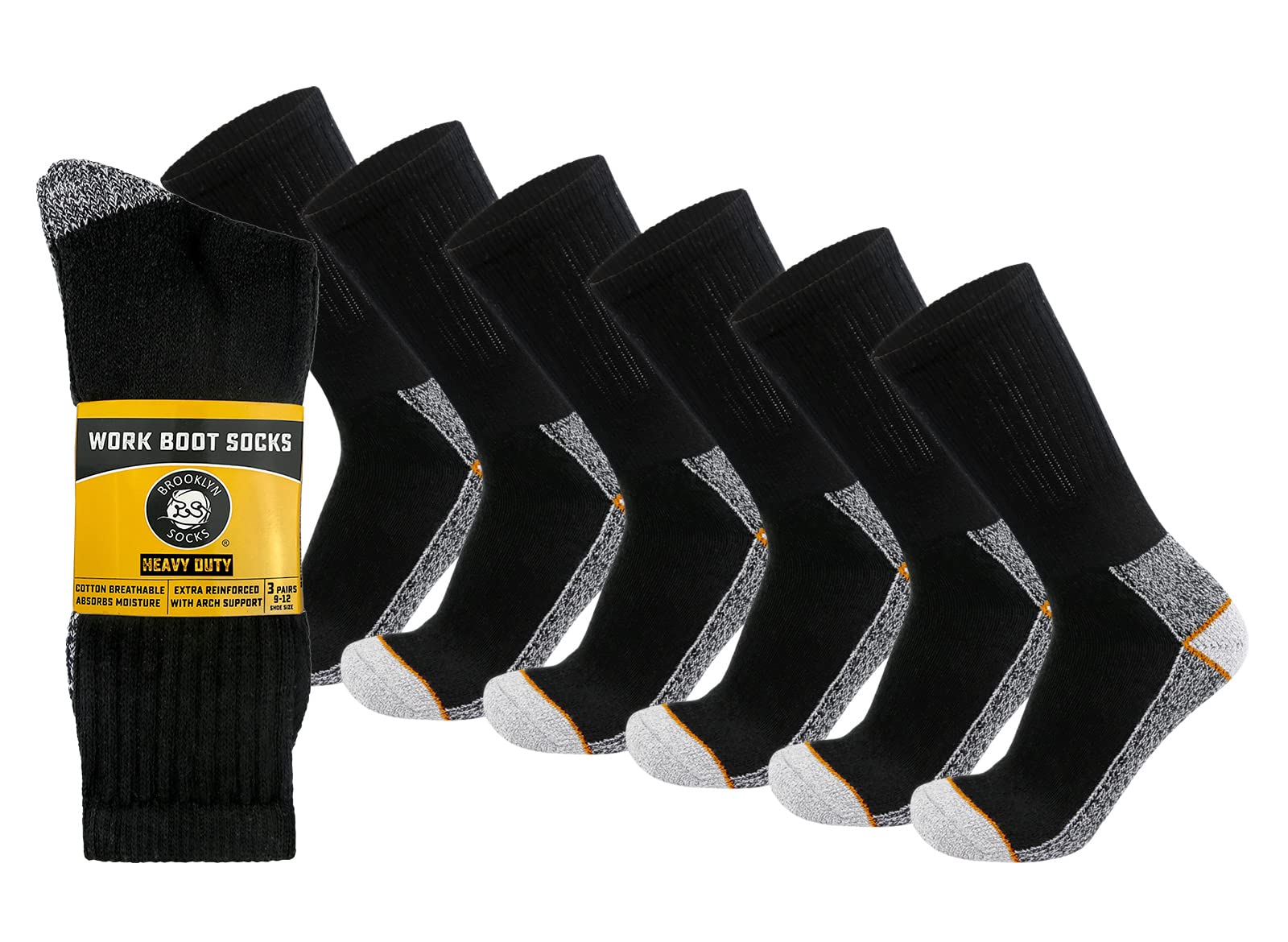 Men's Heavy Duty Steel Toe Work Cotton Socks - Thick Triple Cushioned Crew Socks for Construction, Hiking & Outdoor Activities - Durable Comfort for Long Work Shifts & Tough Jobs