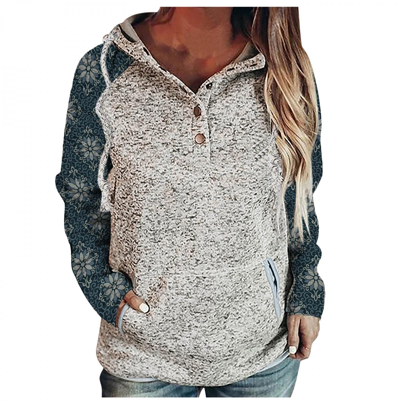 FABIURT Women's Leopard Print Color Block Hooded Sweatshirt with Pockets - 1/4 Zip Pullover Hoodie for Casual Wear, Gym, and Outdoor Activities