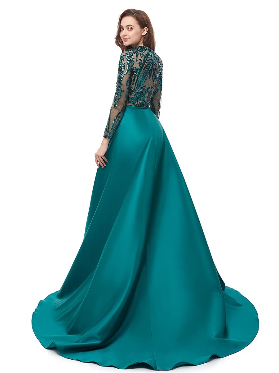 Elegant Women's Satin Mermaid Prom Dress with Detachable Train - Green/Burgundy/Navy Blue Evening Gown for Formal Parties, Homecoming & Special Occasions