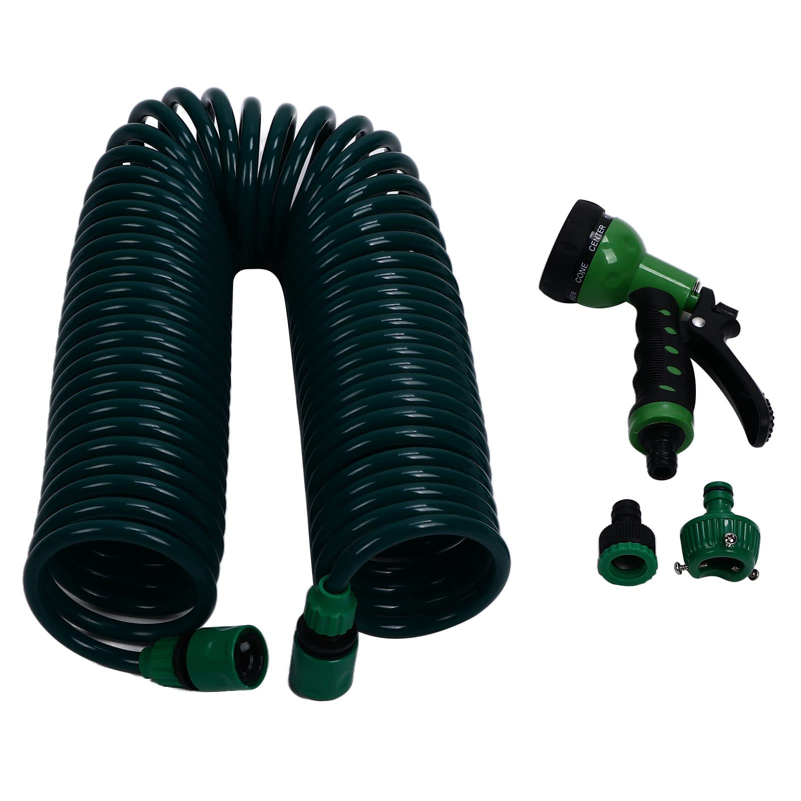 Mxzzand Expandable Garden Hose 15m/49.2ft - 7 Mode Spray Nozzle, Flexible Curly Water Hose for Plants, Lawns & Gardens | Durable EVA Spring Tube for Easy Watering & Outdoor Cleaning