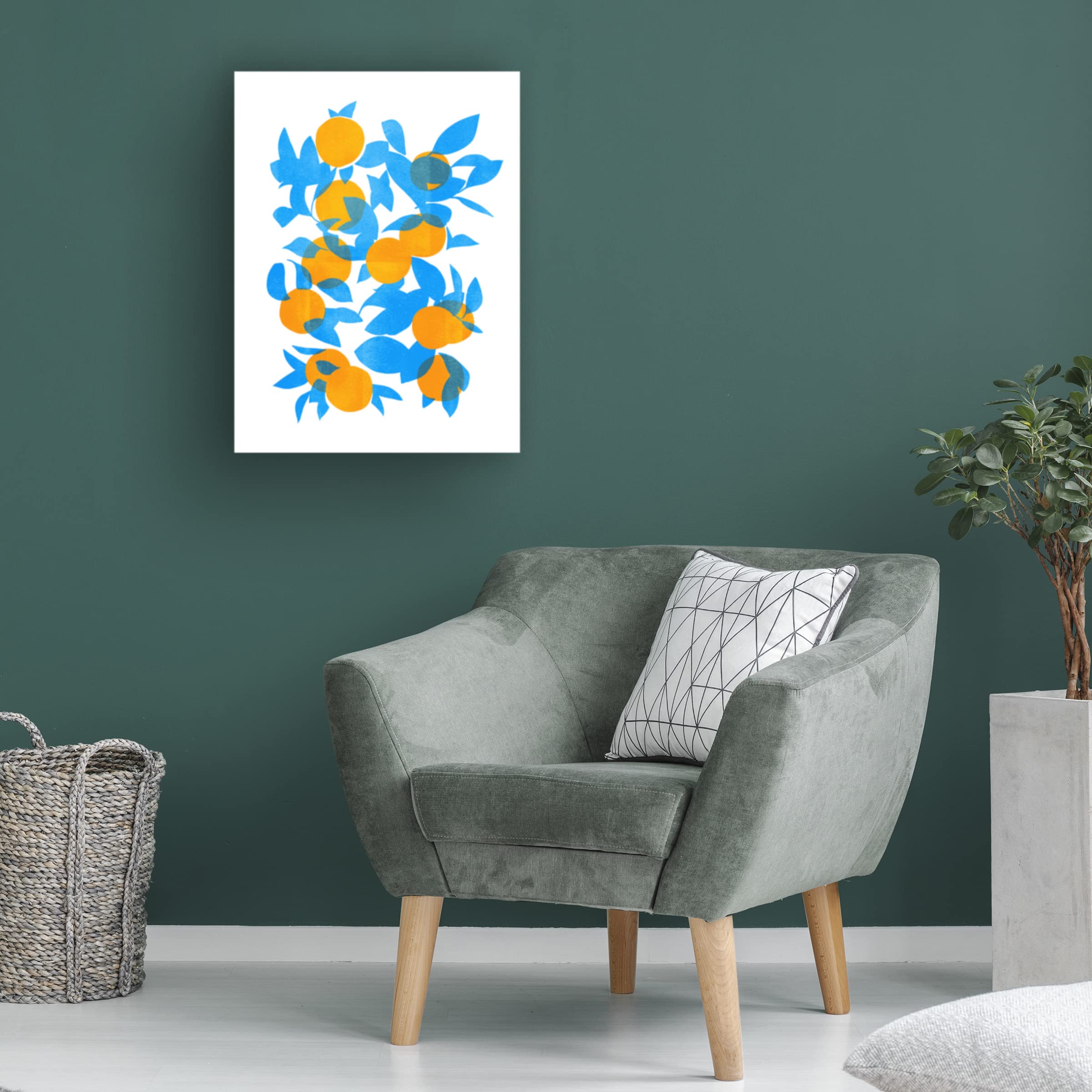 Emma Scarvey 'Bright Tangerines I' Canvas Wall Art Print - Modern Orange Fruit Still Life Painting for Living Room, Bedroom & Office Decor