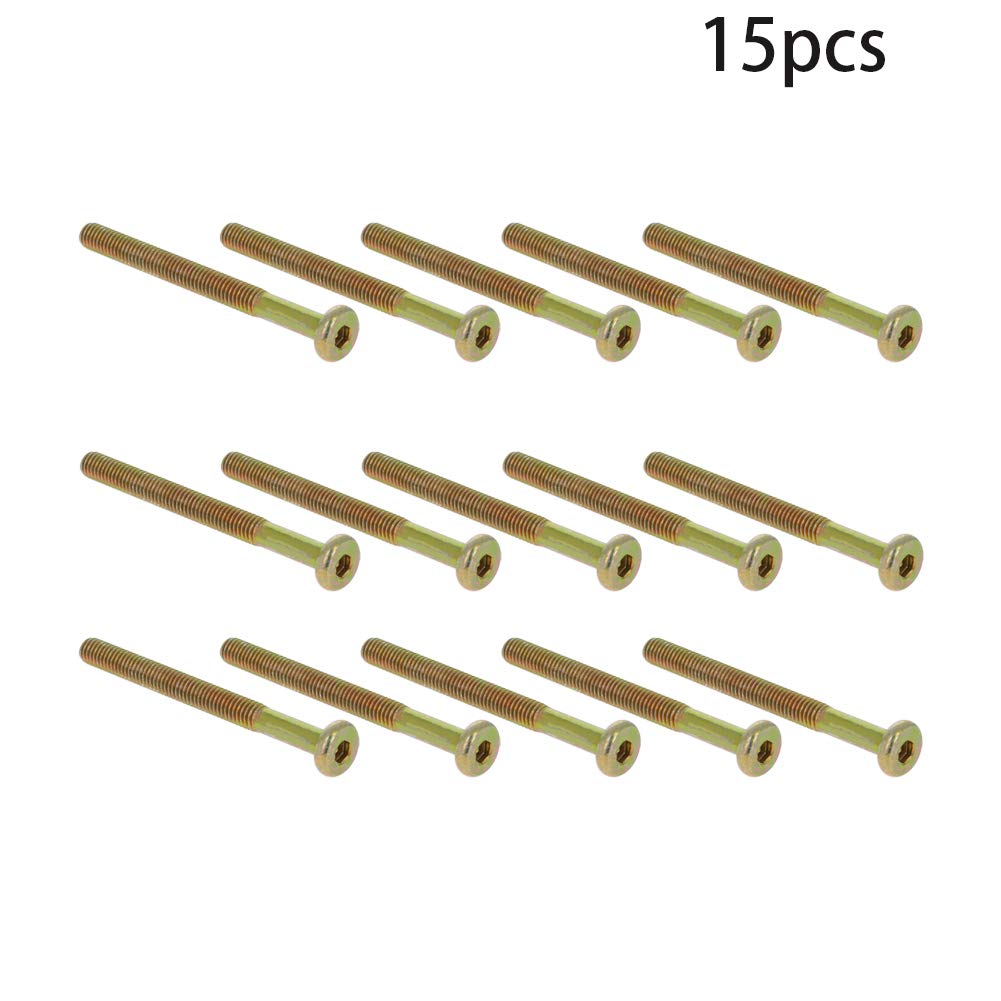Yinpecly M6x65mm Galvanized Flat Head Socket Cap Screws - Carbon Steel Half Threaded Hex Drive Bolts (15Pcs) - Ideal for Furniture Assembly, DIY Projects & Automotive Repairs
