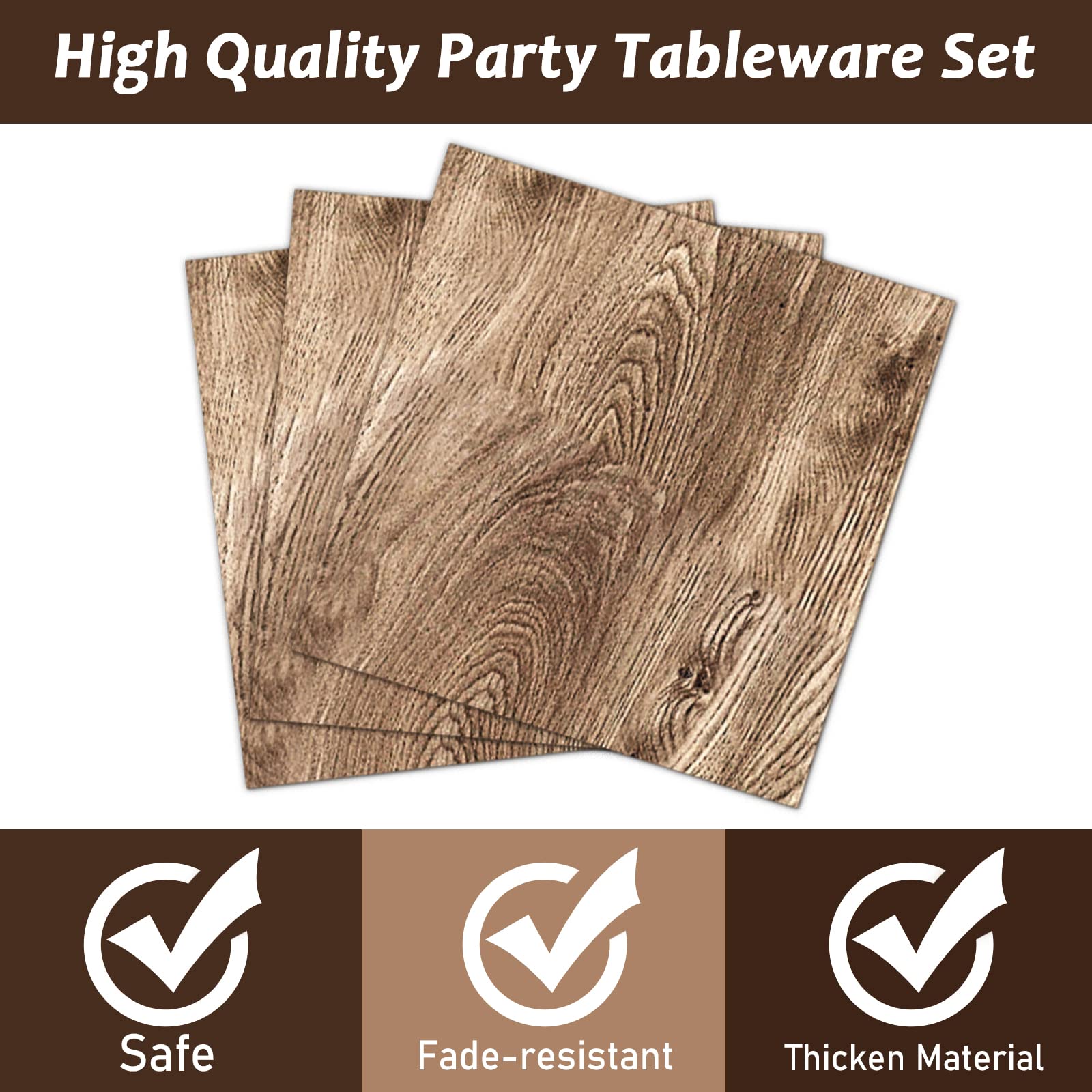 96-Piece Rustic Wooden Tree Party Tableware Set - Lumberjack & Camping Theme Disposable Plates, Napkins, Forks for 24 Guests - Perfect for Outdoor Weddings, Hunting Parties & Cabin Decorations
