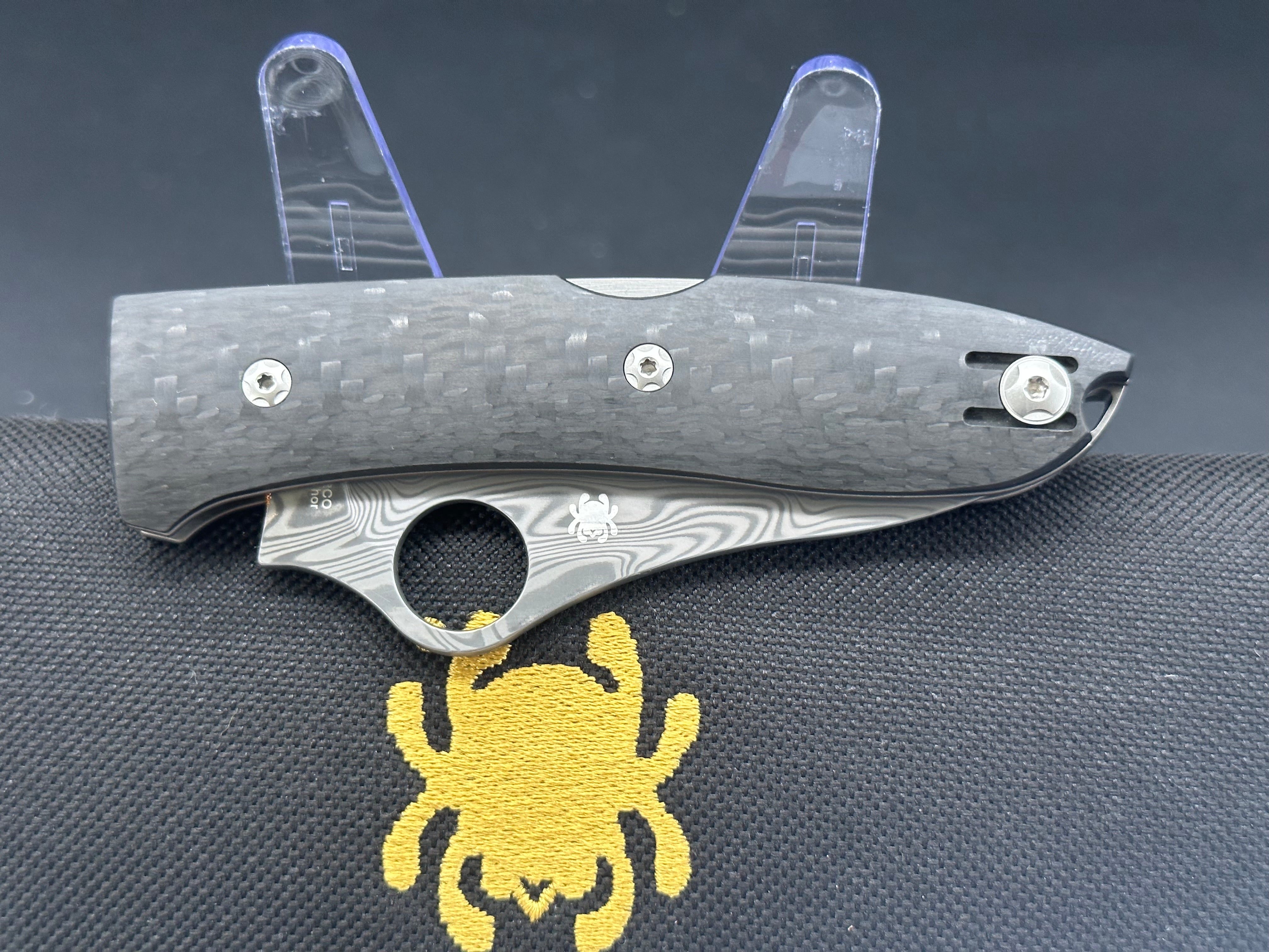 Spyderco SpyOpera Folding Knife - Carbon Fiber Handle & Damasteel Blade - EDC Pocket Knife for Outdoor, Camping & Everyday Carry