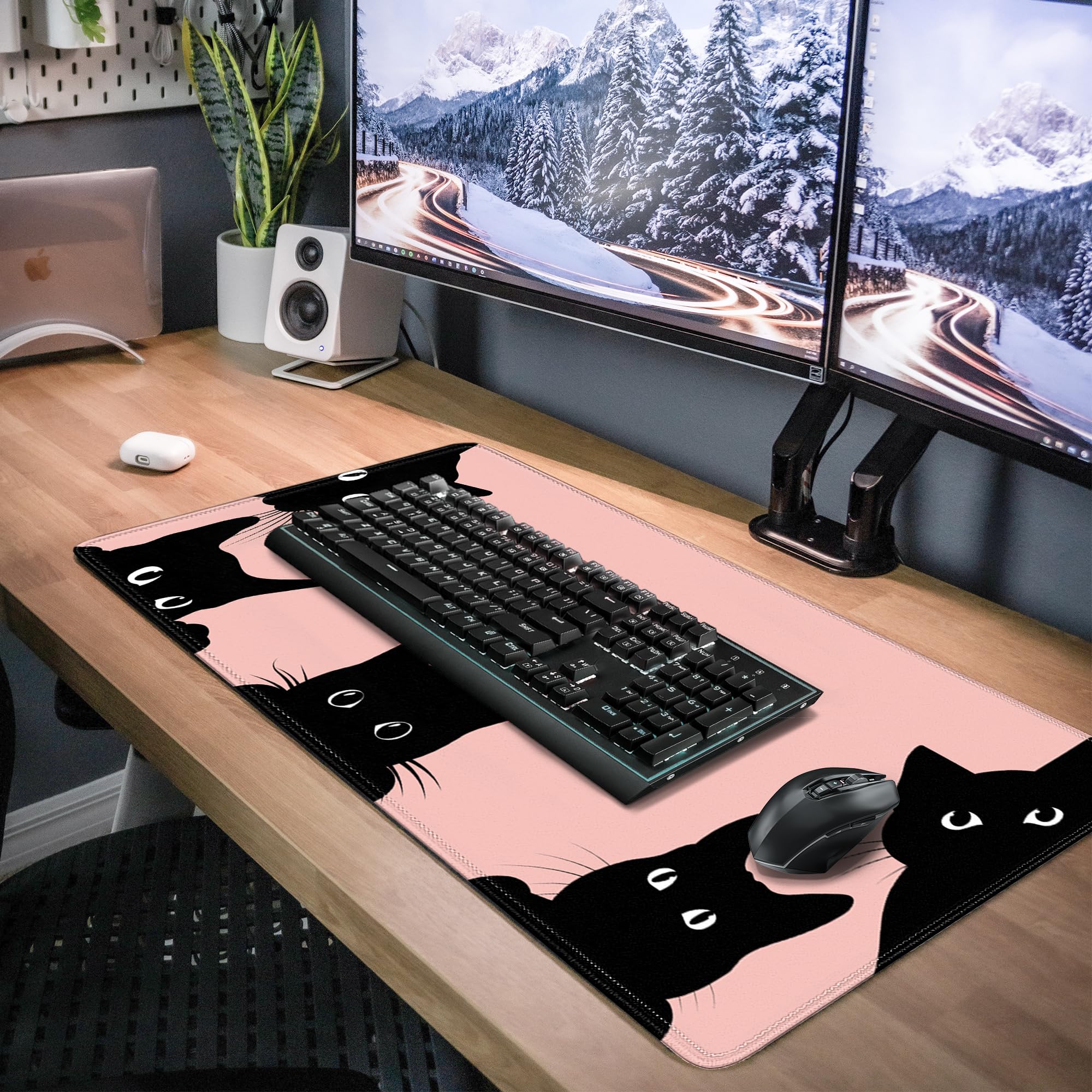 Pink Cute Cat Gaming Mouse Pad - Extra Large 31.5