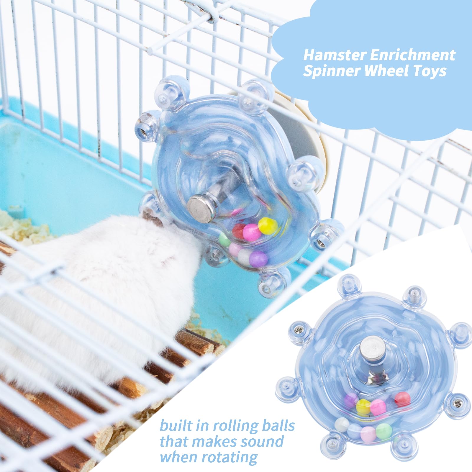FlidRunest 2 Pack Colorful Spinning Hamster Exercise Wheels - Silent Rotating Cage Toy for Small Pets, Intelligence Training & Enrichment Activity - Perfect for Hamsters, Gerbils & Mice Cages