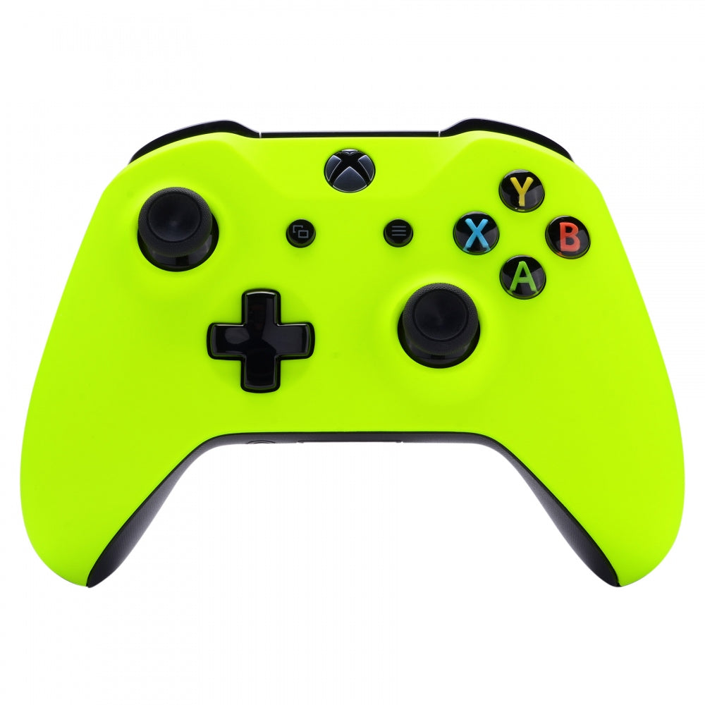 ExtremeRate Lime Yellow Soft Touch Replacement Shell Faceplate for Microsoft Xbox One S & X Controller - Upgrade Your Gaming Setup for Enhanced Comfort and Style