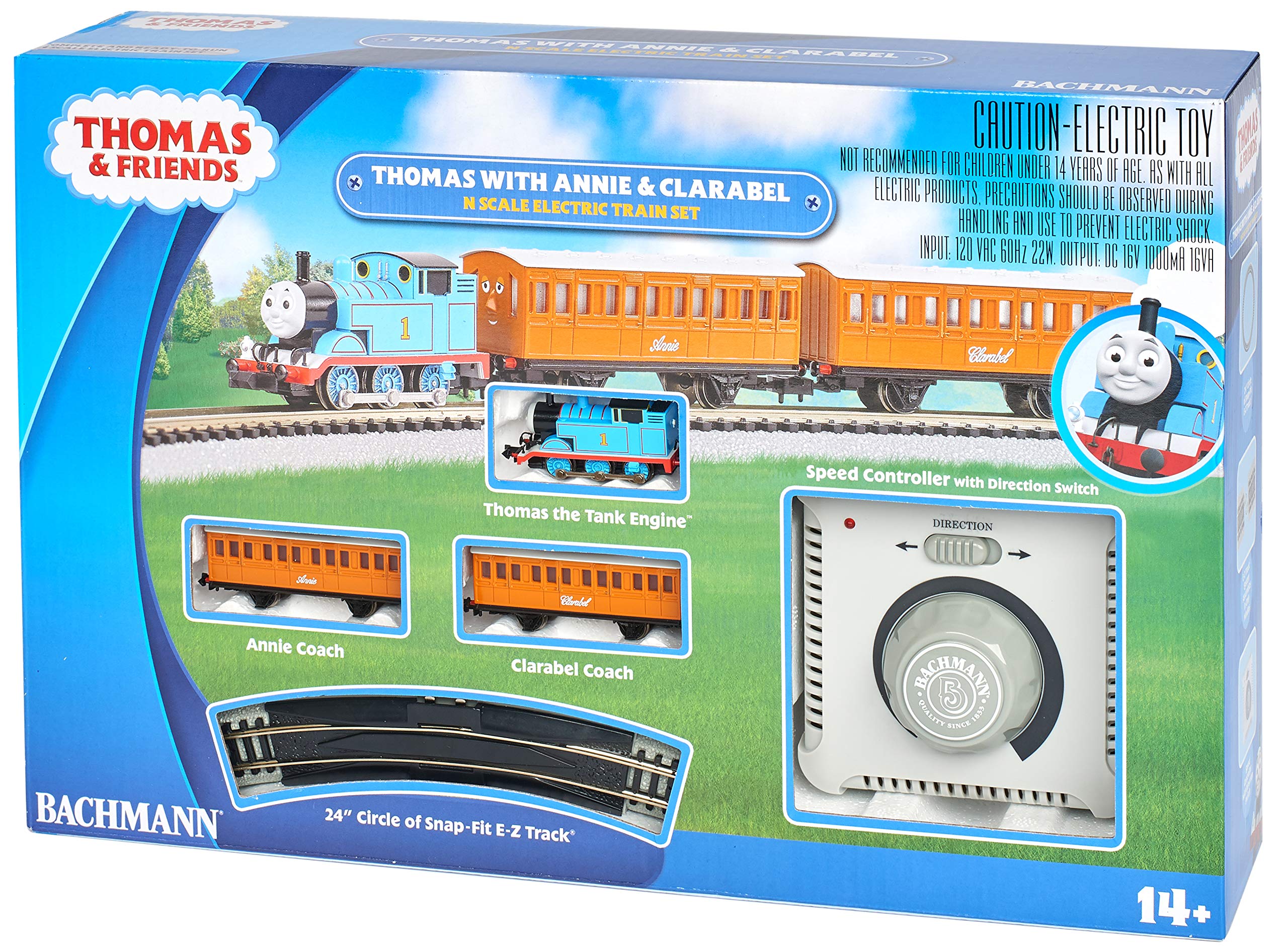 Bachmann Trains Thomas & Friends Ready-to-Run Electric Train Set with Annie and Clarabel - N Scale Blue Model Train for Kids & Collectors - Perfect for Christmas Gifts & Home Layouts