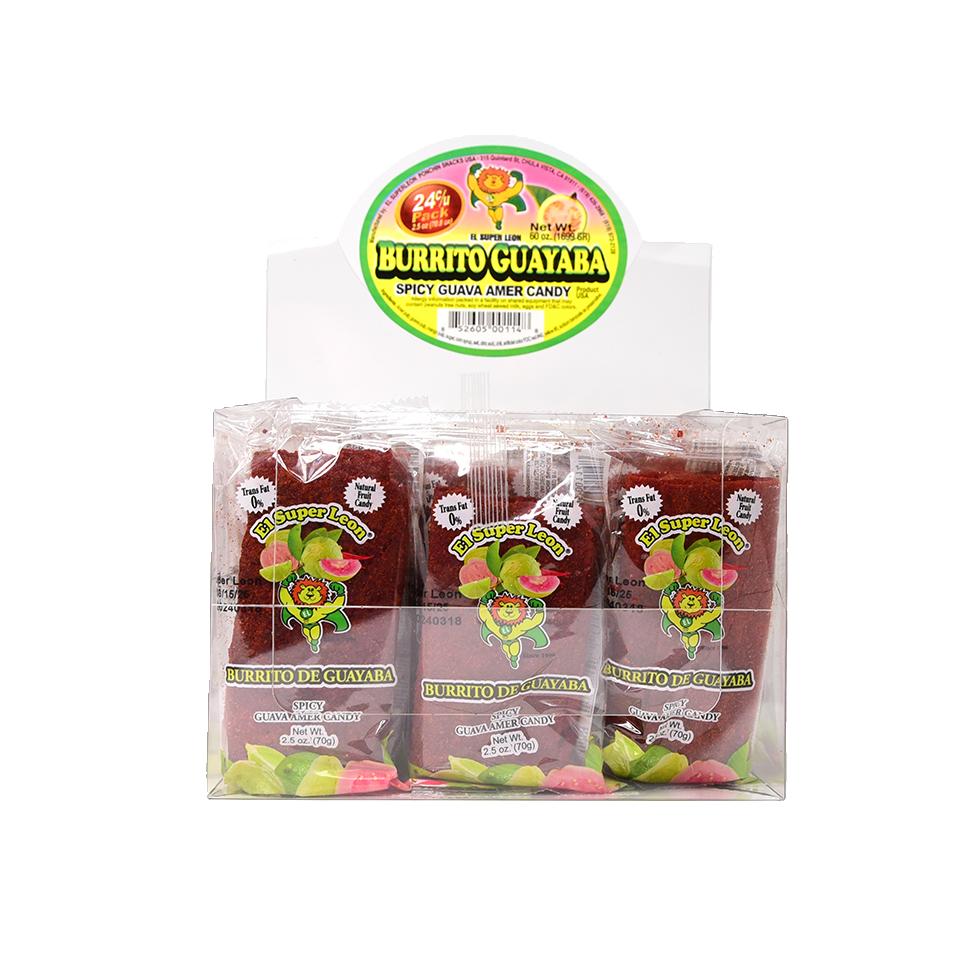 El Leon Burrito Guayaba Pastry | 24 Count Box of Authentic Mexican Guava-Filled Sweet Bread Rolls - Perfect for Breakfast, Snacks & Dessert