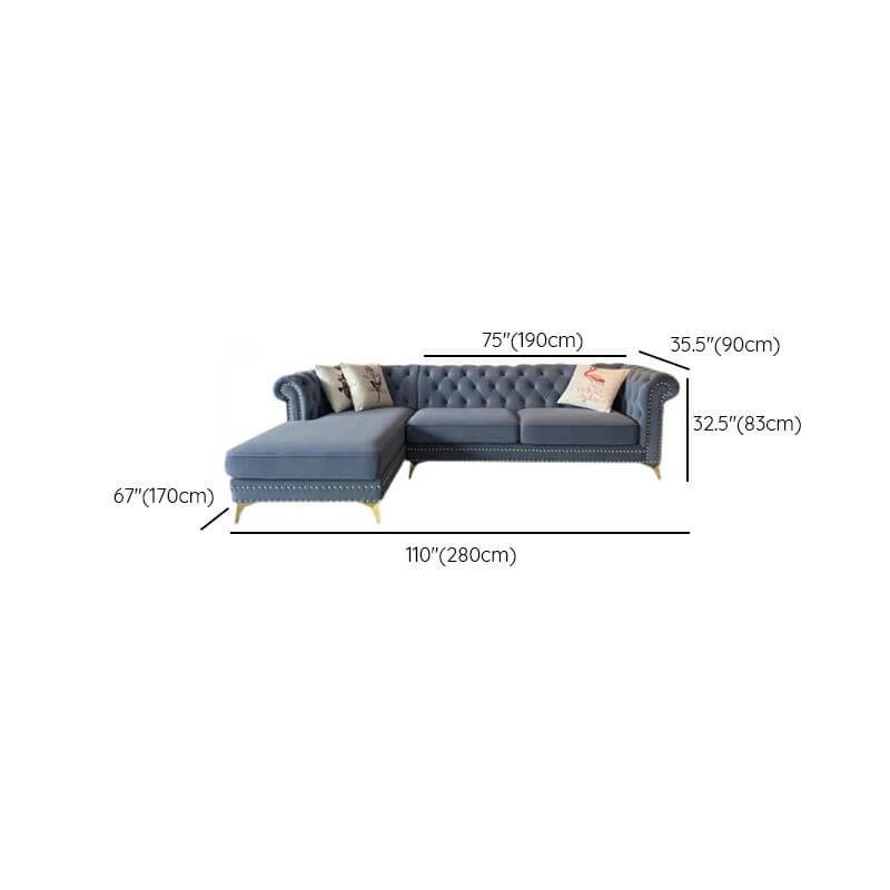 L-Shaped Recliner Sofa with Tufted Back & Nailhead Trim - Left-Facing Chaise Sectional - Perfect for Living Room, Home Theater & Family Gatherings