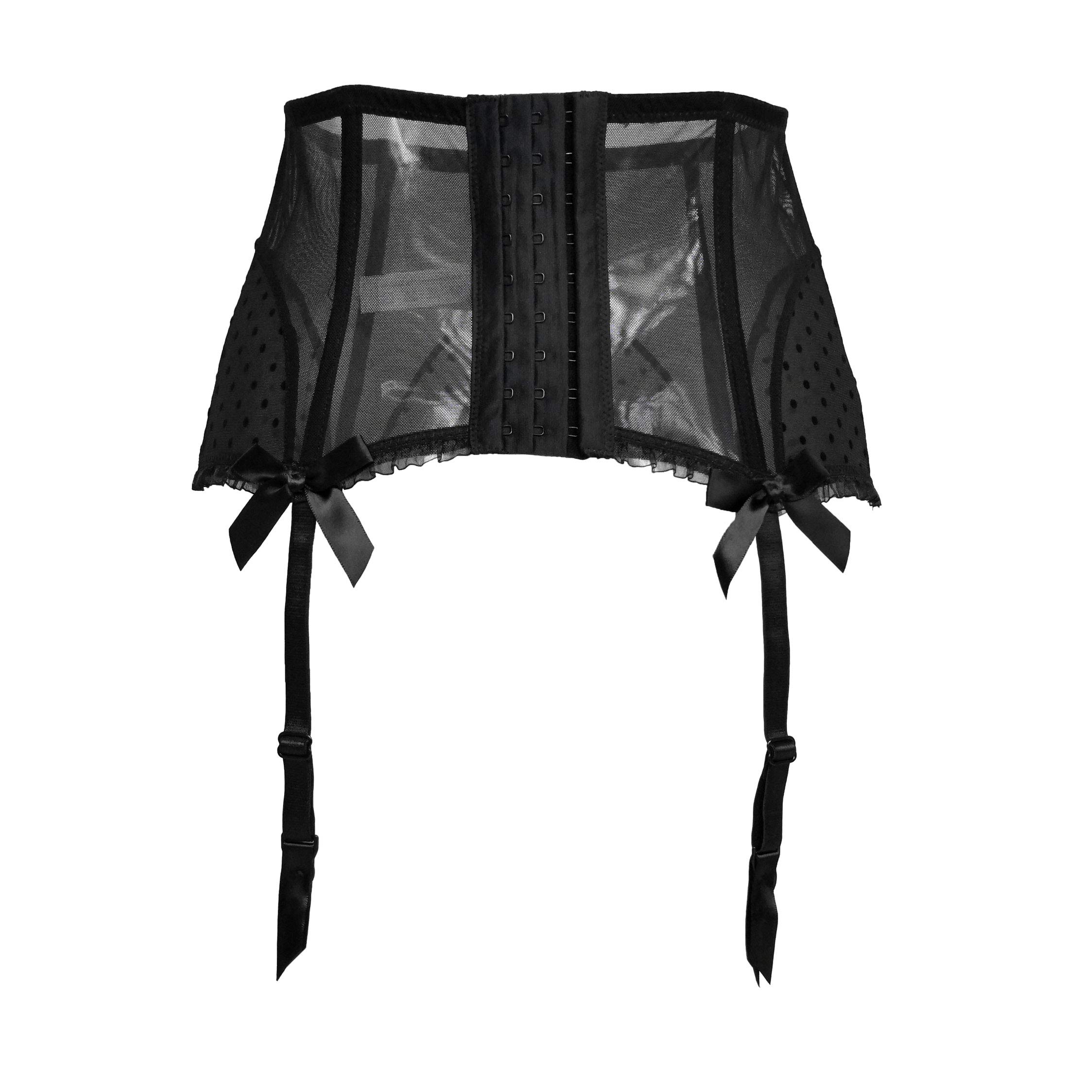 TVRtyle Women's Black Fishbone Metal Clip Garter Belt for Stockings - Sexy Lingerie Accessory for Bridal, Boudoir & Special Occasions