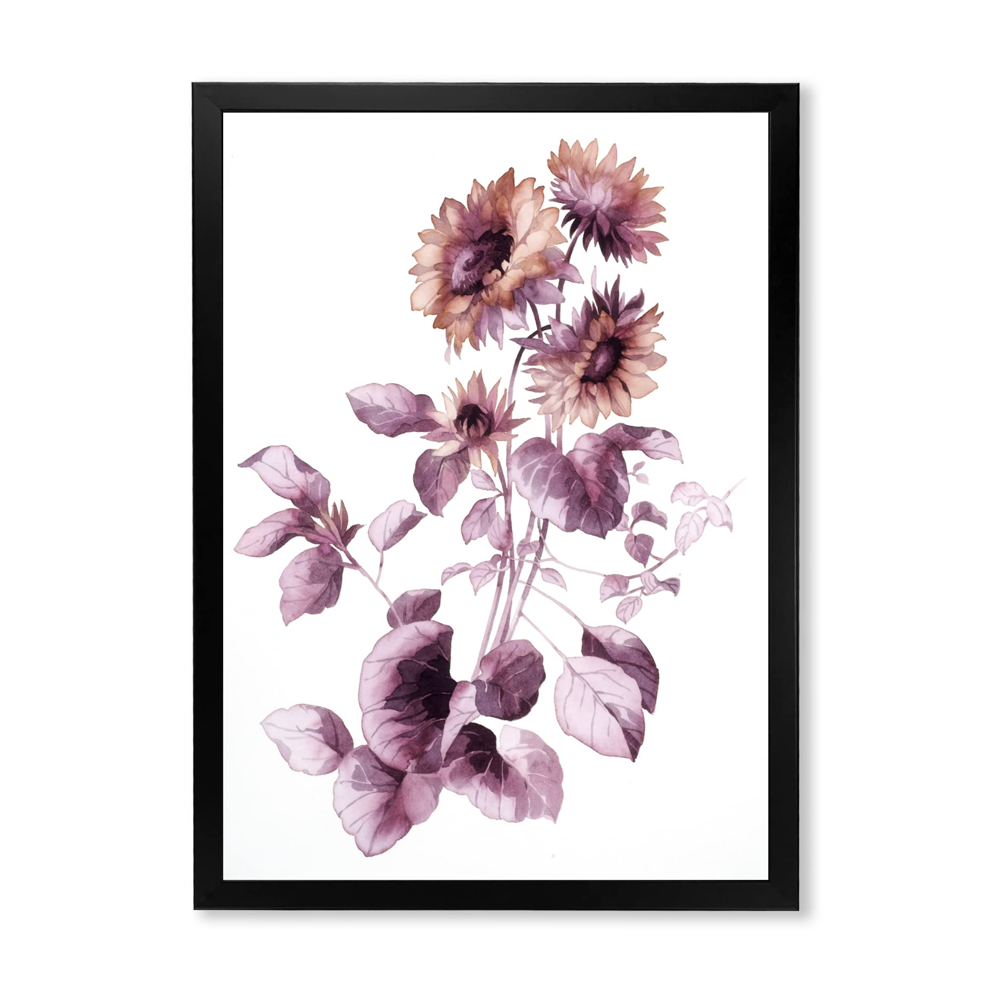 DesignQ Purple Wildflowers III Traditional Framed Wall Art - Handmade Canvas Painting for Living Room, Bedroom & Office Decor - Perfect Gift for Housewarming & Holidays