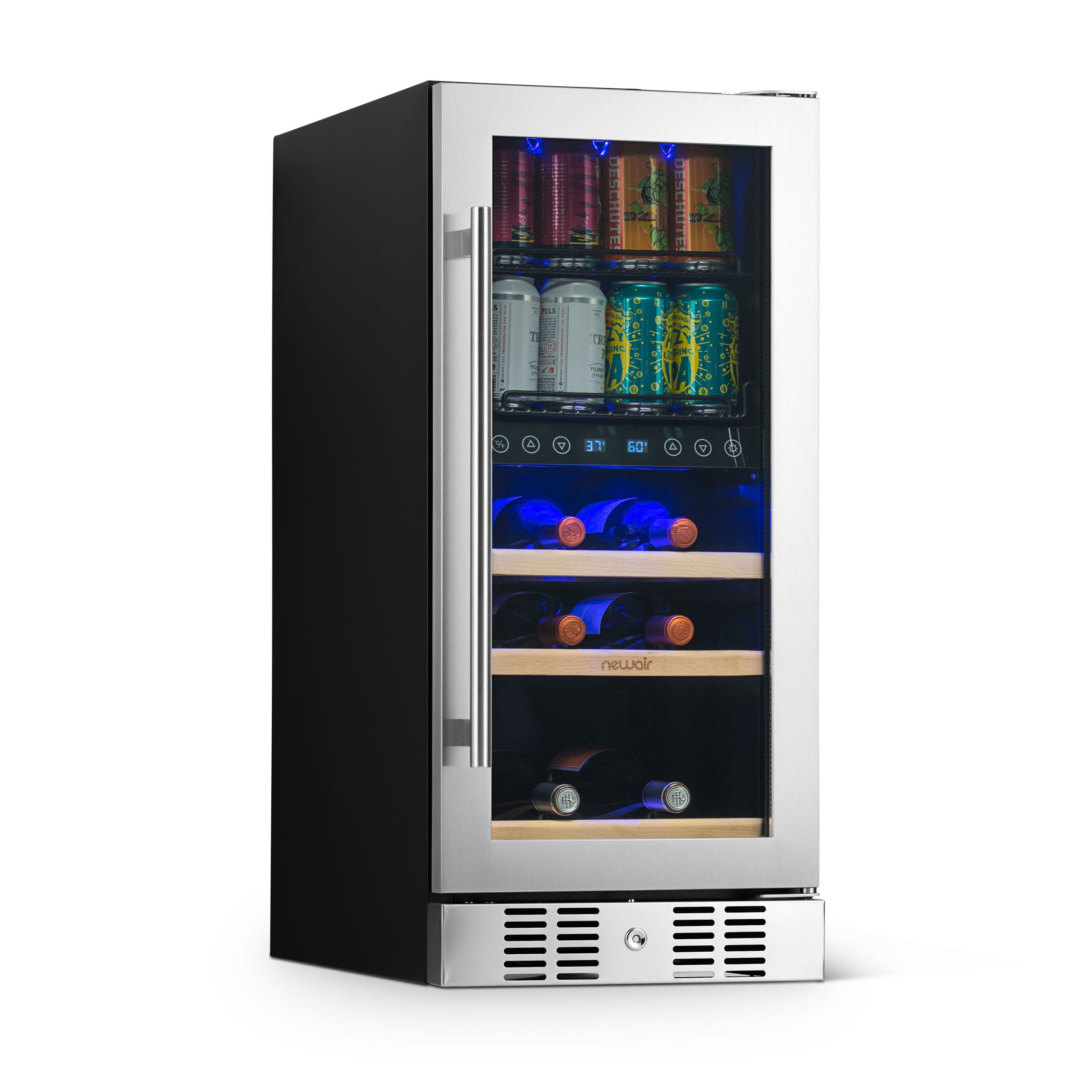 Newair® 48 Can 9 Bottle Built-in Dual Zone Beverage Refrigerator - Perfect for Home Bar, Office, or Man Cave Drinks Storage