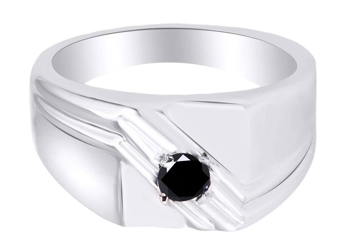 14k White Gold Over Sterling Silver Men's Wedding Ring - AFFY Elegant Jewelry Gift for Him - Perfect for Engagements, Anniversaries & Special Occasions