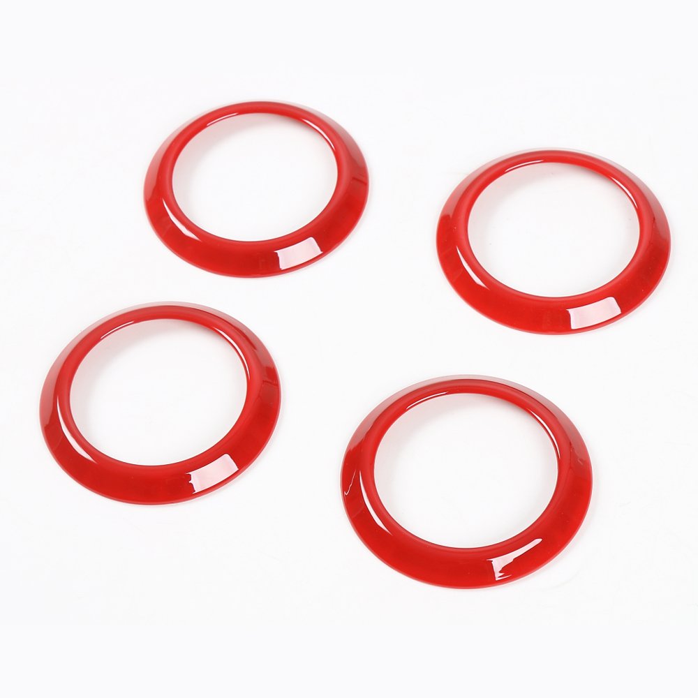 ABS Air Vent Cover Trim Frame for Jeep Wrangler 2007-2010 - Red AC Outlet Decoration Ring, Sticker & Accessories - Perfect for Car Interior Customization & Off-Road Style Enhancement