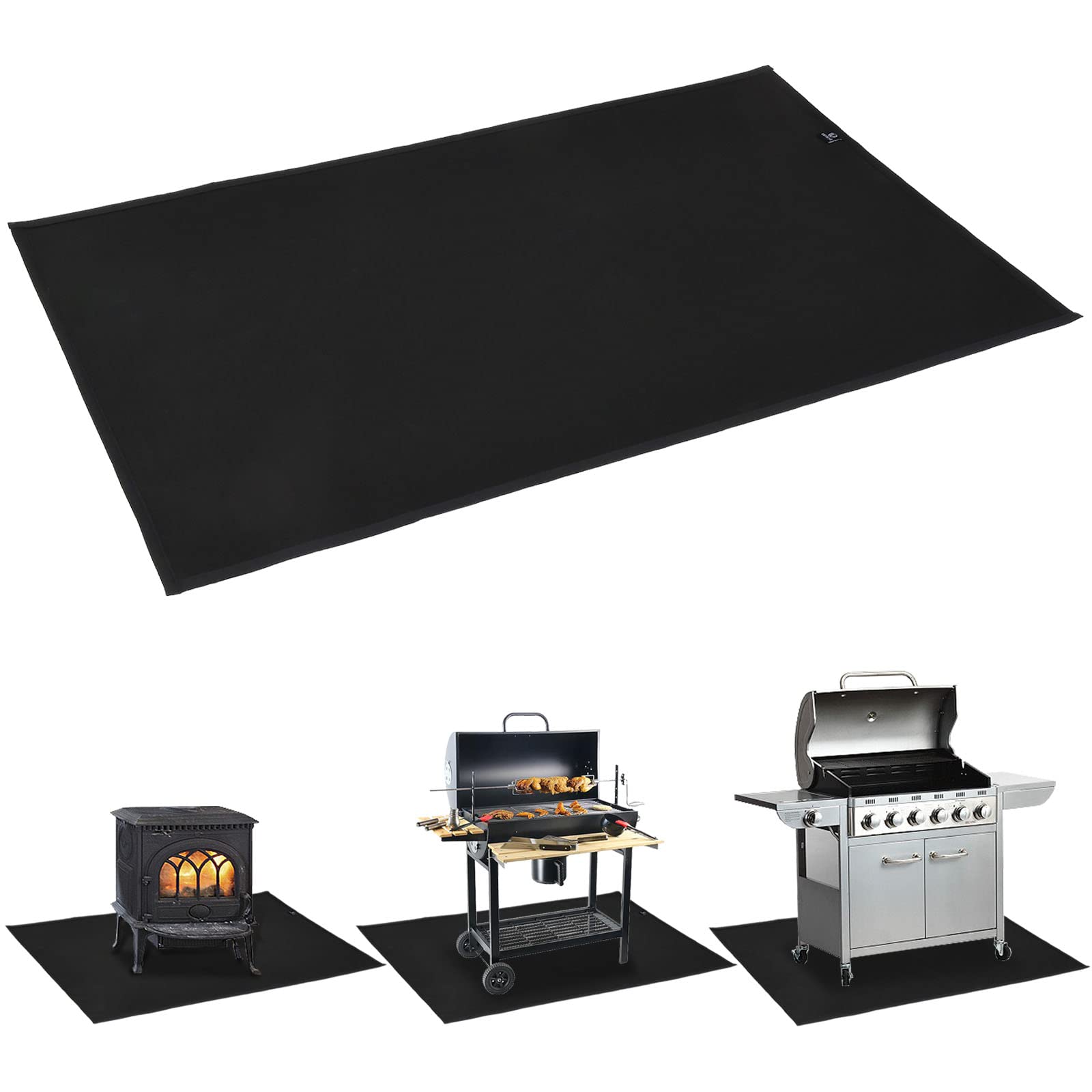 **UPTRUST Large 60x42 Inch Fireproof Grill Mat for Outdoor Charcoal, Gas Grills, Flat Top & Smokers – Deck, Patio & Indoor Fireplace Protective Mat to Prevent Wood Floor Damage | Perfect for BBQs, Camping & Backyard Gatherings**