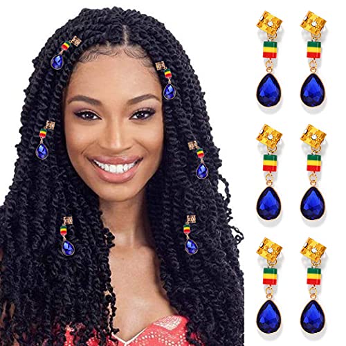 Formery Gold African Box Braid Clip - 6 Pack Crystal Dreadlock Cuffs & Hair Tube Charms Rings for Women & Girls - Perfect for Festivals, Parties & Everyday Style