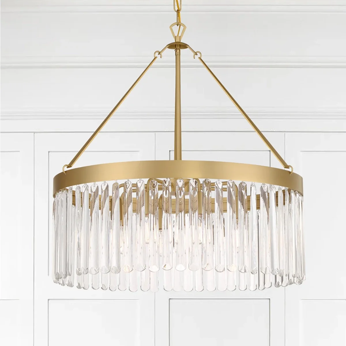Emilie Crystal Waterfall Round Chandelier - Elegant Ceiling Light Fixture for Dining Room, Bedroom & Living Room Decor