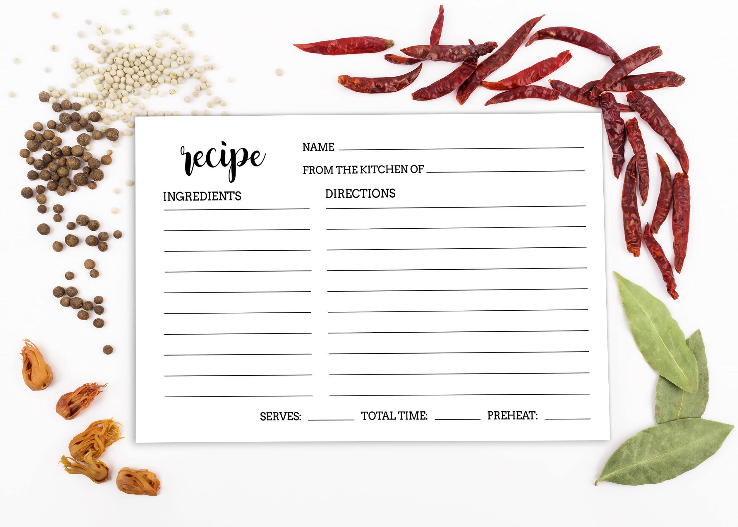 6x4 Inch White Single-Sided Recipe Cards - Classic Wedding, Bridal & Baby Shower Recipe Design (Pack of 50) - Perfect for Kitchen Organization, Gift Giving & Party Favors