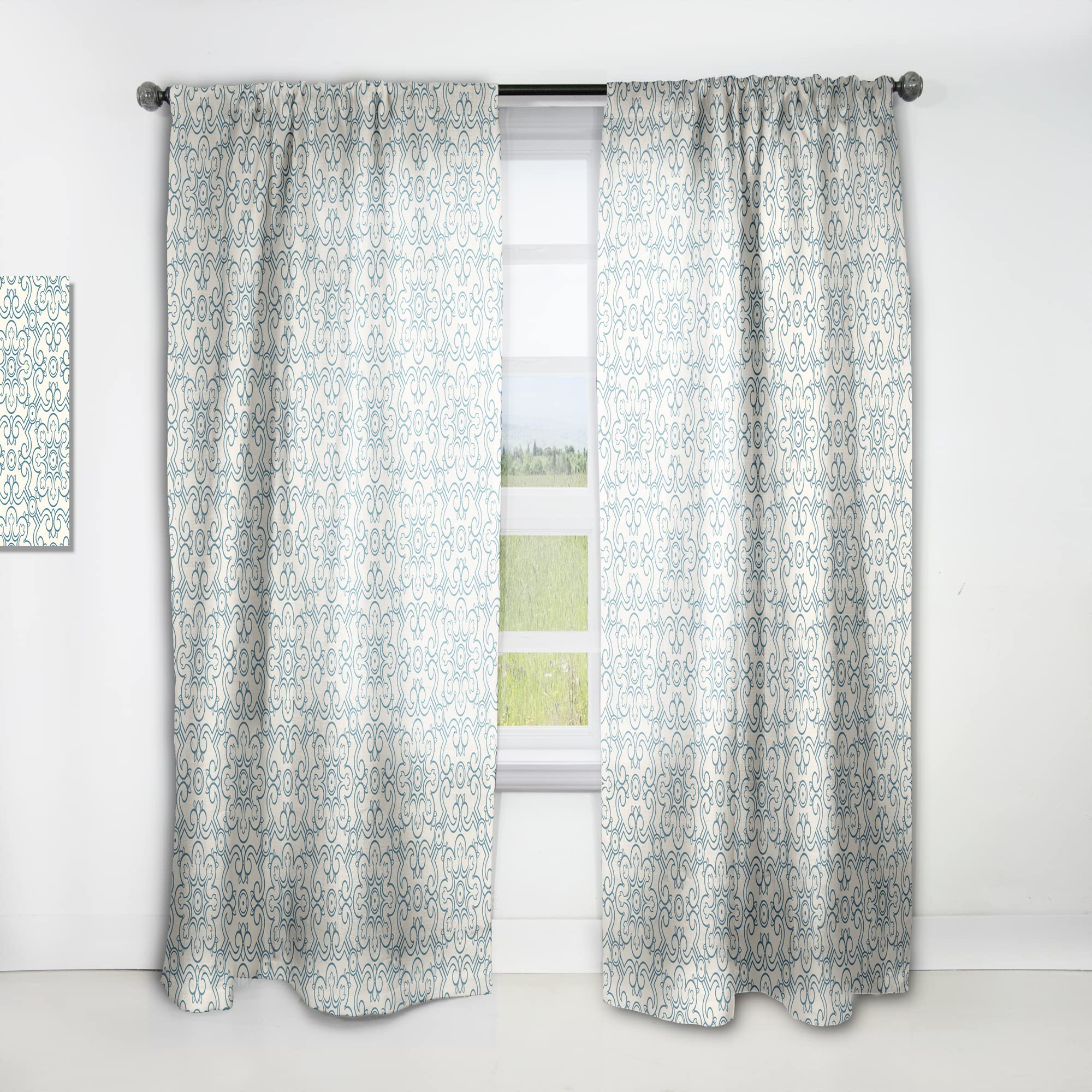 DesignQ Floral Retro Pattern IV Thermal Insulated Curtains - 52x108 Inch Single Panel for Bedroom & Living Room - Elegant Window Drapes for Home Decor, Light Blocking & Energy Saving