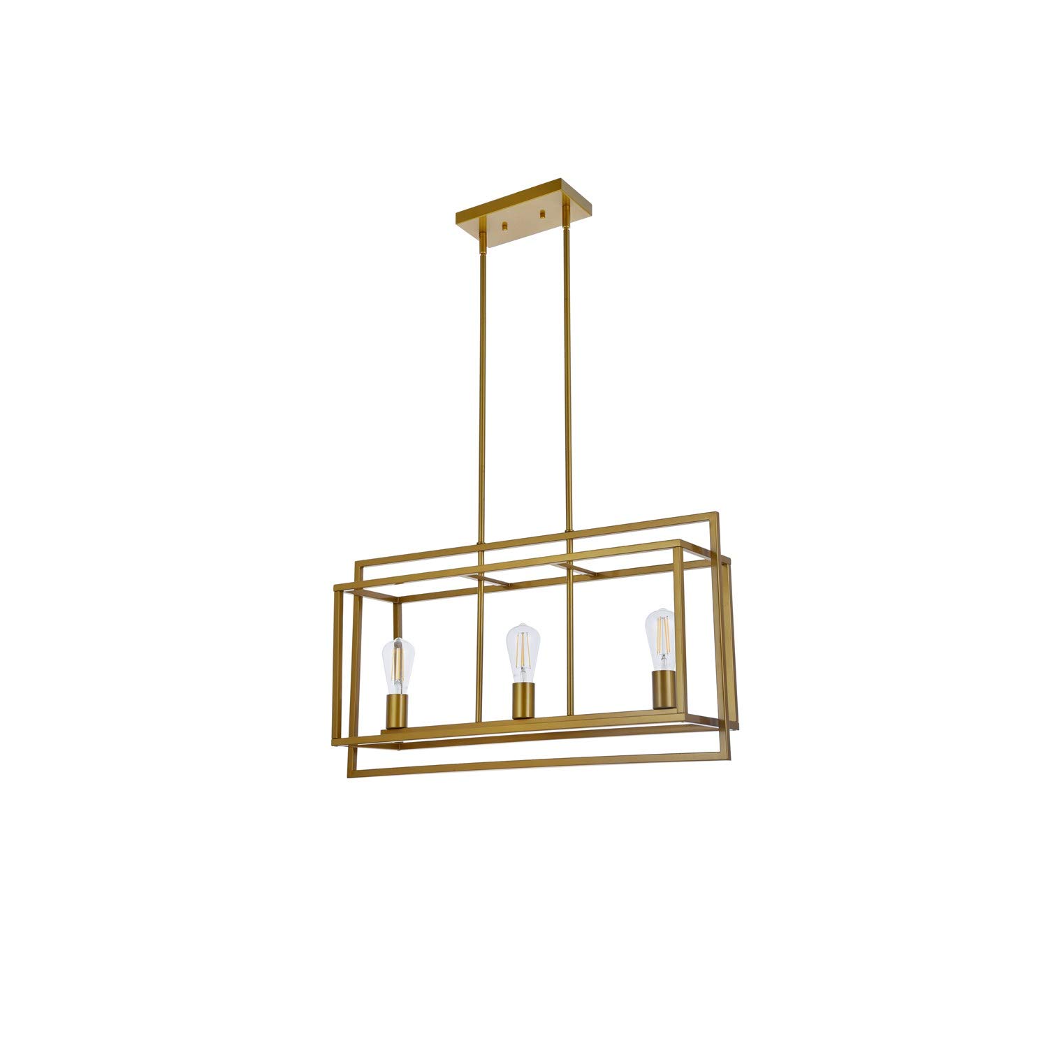 Voir 3-Light Brass Pendant Lighting Fixture - Modern Dining Room Chandelier for Kitchen Island, Foyer & Bedroom Decor