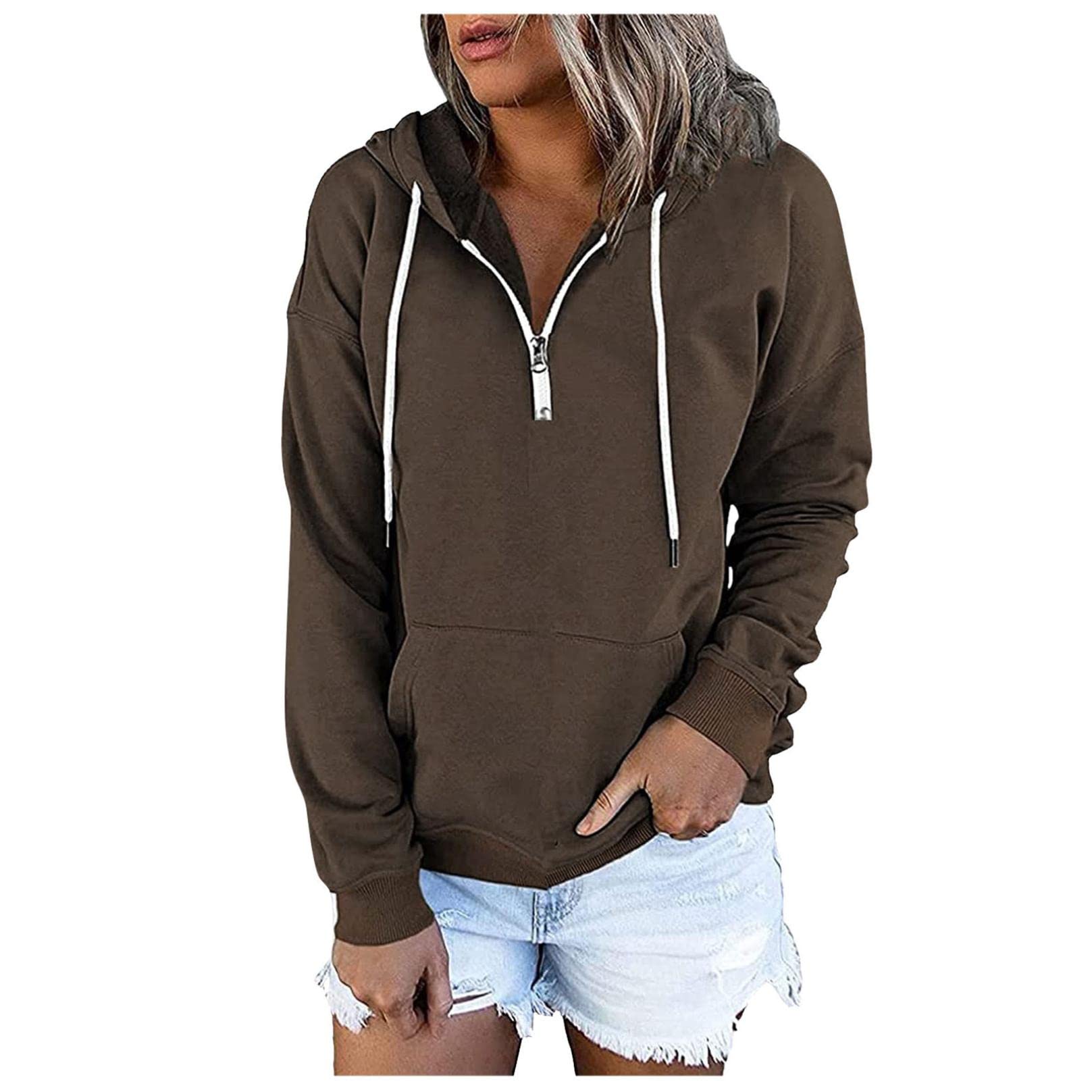 Women's Casual Zip-Up Hoodie - Long Sleeve Loose Fit Pullover Sweatshirt with Drawstring | Perfect for Outdoor Activities, Gym Workouts & Everyday Comfort