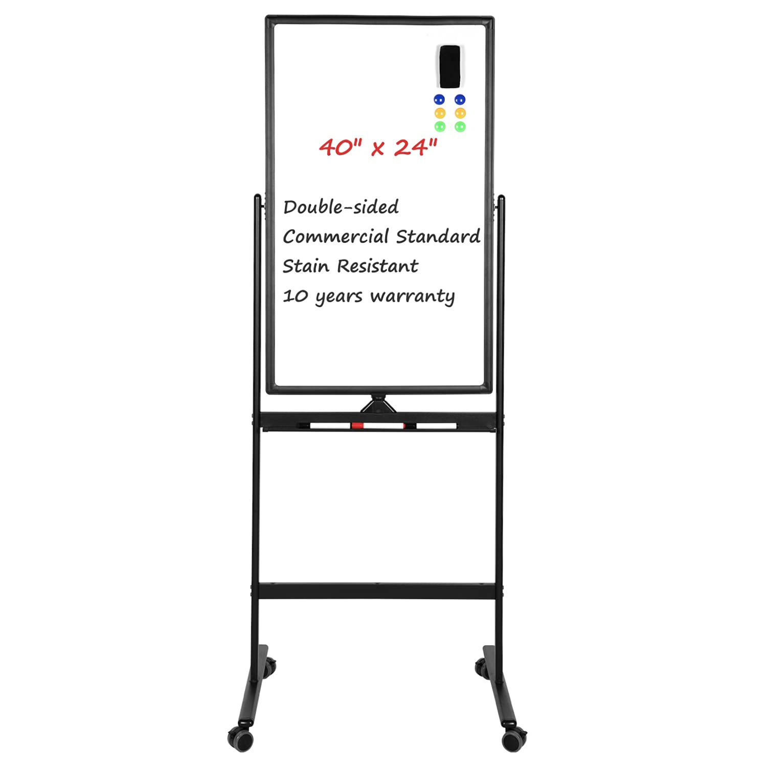 Magnetic Double Sided Whiteboard Easel with Wheels - 40