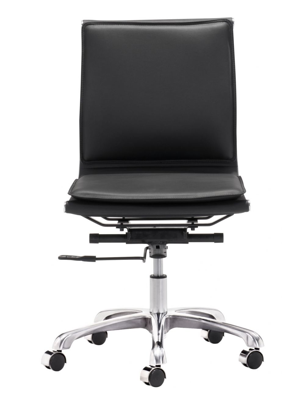 ZUO Lider Plus Armless Leather Office Chair - Ergonomic Modern Executive Desk Chair for Home & Office Workspace