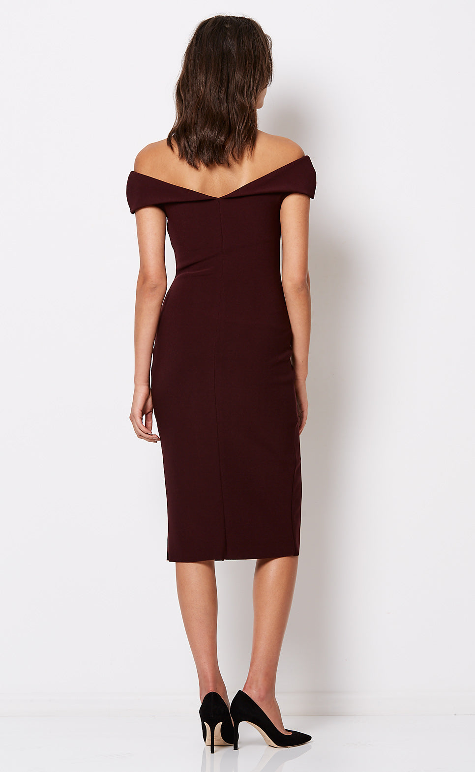 Elegant Cindy Off Shoulder Dress in Wine Red - Perfect for Evening Parties, Date Nights, and Special Occasions