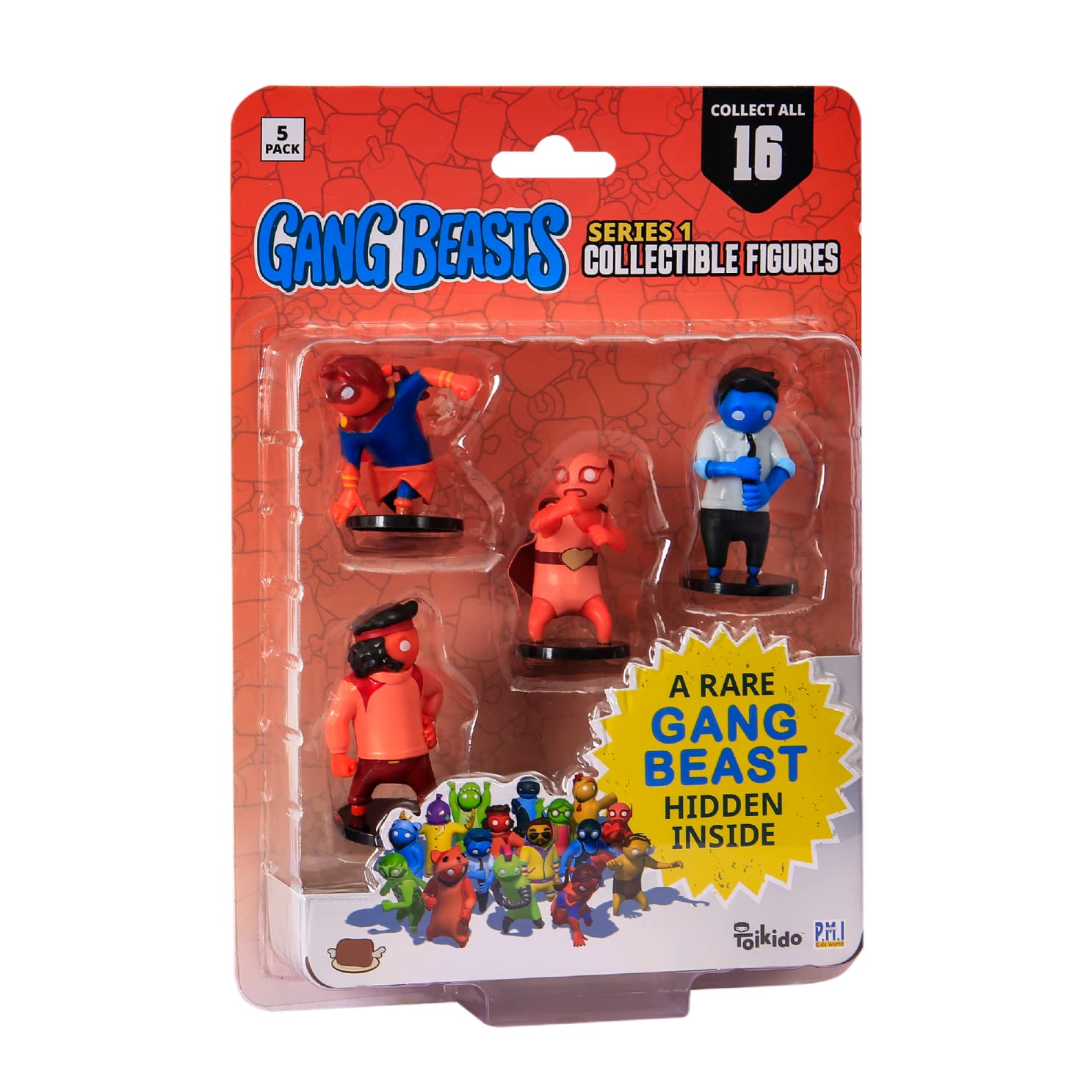 Gang Beasts Action Figures - 5-Pack 2.5 Inch Collectible Figurines for Kids | Superhero Toys for Boys & Girls | Includes 16 Mini Toys with 1 Rare Hidden Character | Perfect for Birthday Gifts, Party Favors & Game Night Fun
