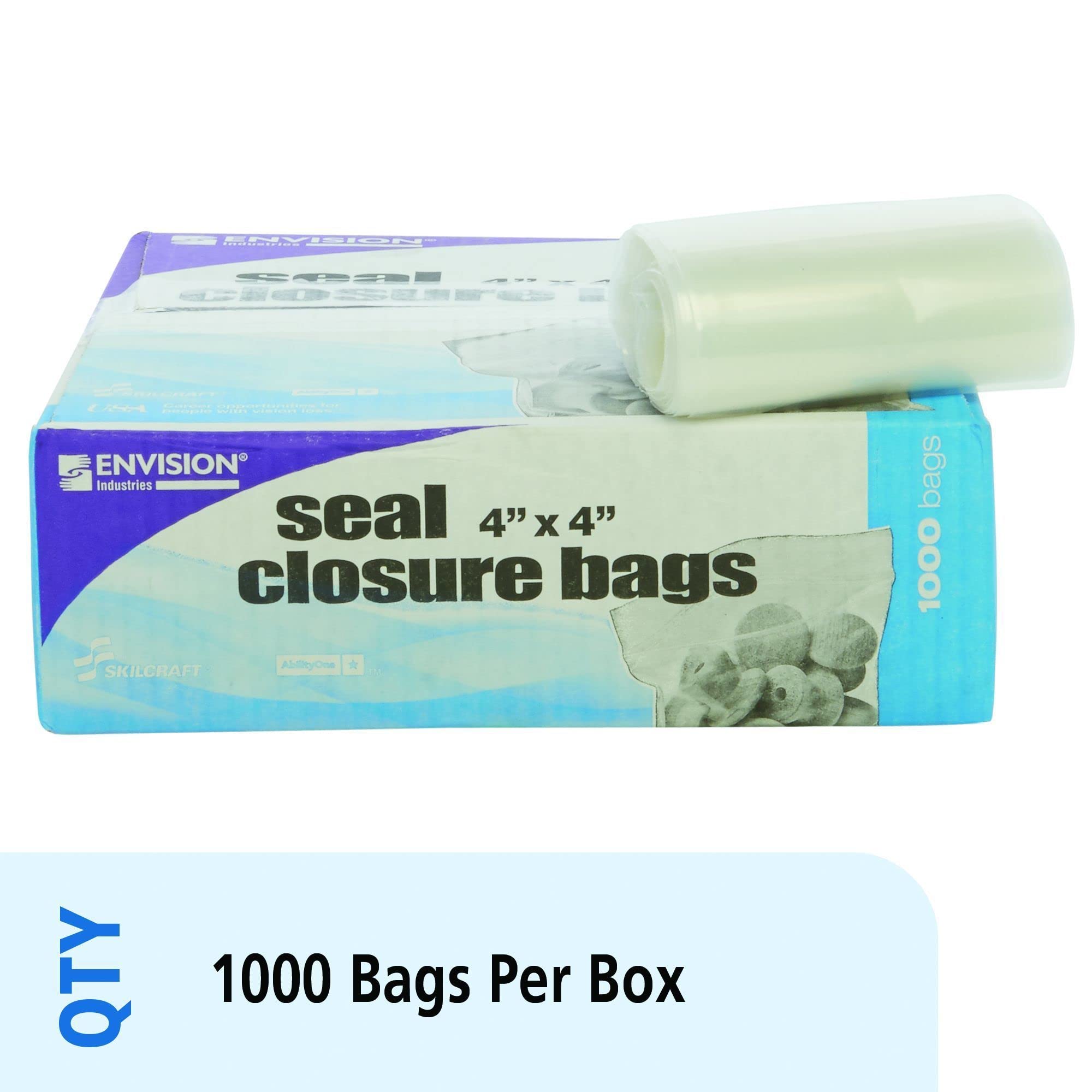 Envision 4-Inch Clear Resealable Zipper Storage Bags - 1000 Pack of 2 Mil Thick Commercial Grade Reusable Plastic Bags for Food Storage, Organizing & Shipping Supplies - Perfect for Kitchen, Office & Small Business Use