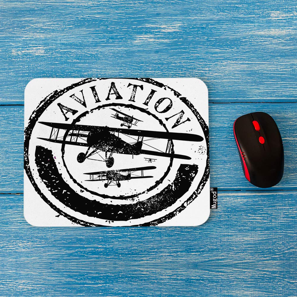 Aviation-Themed Mouse Pad - Non-Slip Rubber Base Gaming Mouse Mat with Airplane & Wings Design for PC, Laptop, Office & Home Use (9.5x7.9 Inch) - Perfect for Flight Enthusiasts, Gamers and Workstations