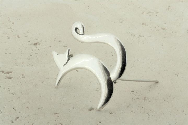 Elegant Polished Cat Brooch - Sterling Silver Jewelry for Women - Perfect for Parties, Weddings & Everyday Fashion Accessories