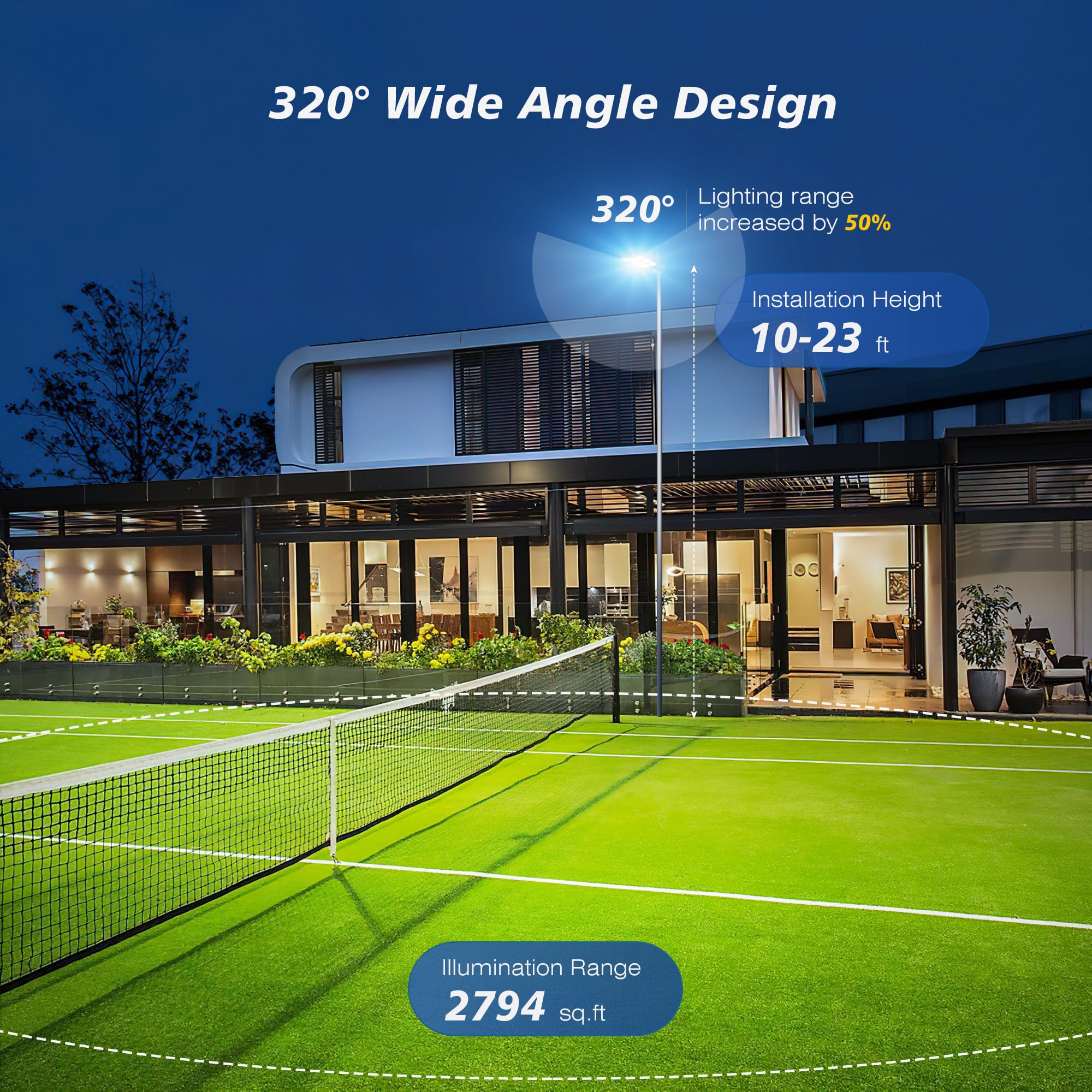 9800W Solar Street Lights Outdoor - Wide Angle Motion Sensor Solar Lights for Commercial Parking Lots, 7000K LED Street Light with Dusk to Dawn & IP66 Waterproof, Remote Control Included - Perfect for Pathways, Driveways, and Security Lighting