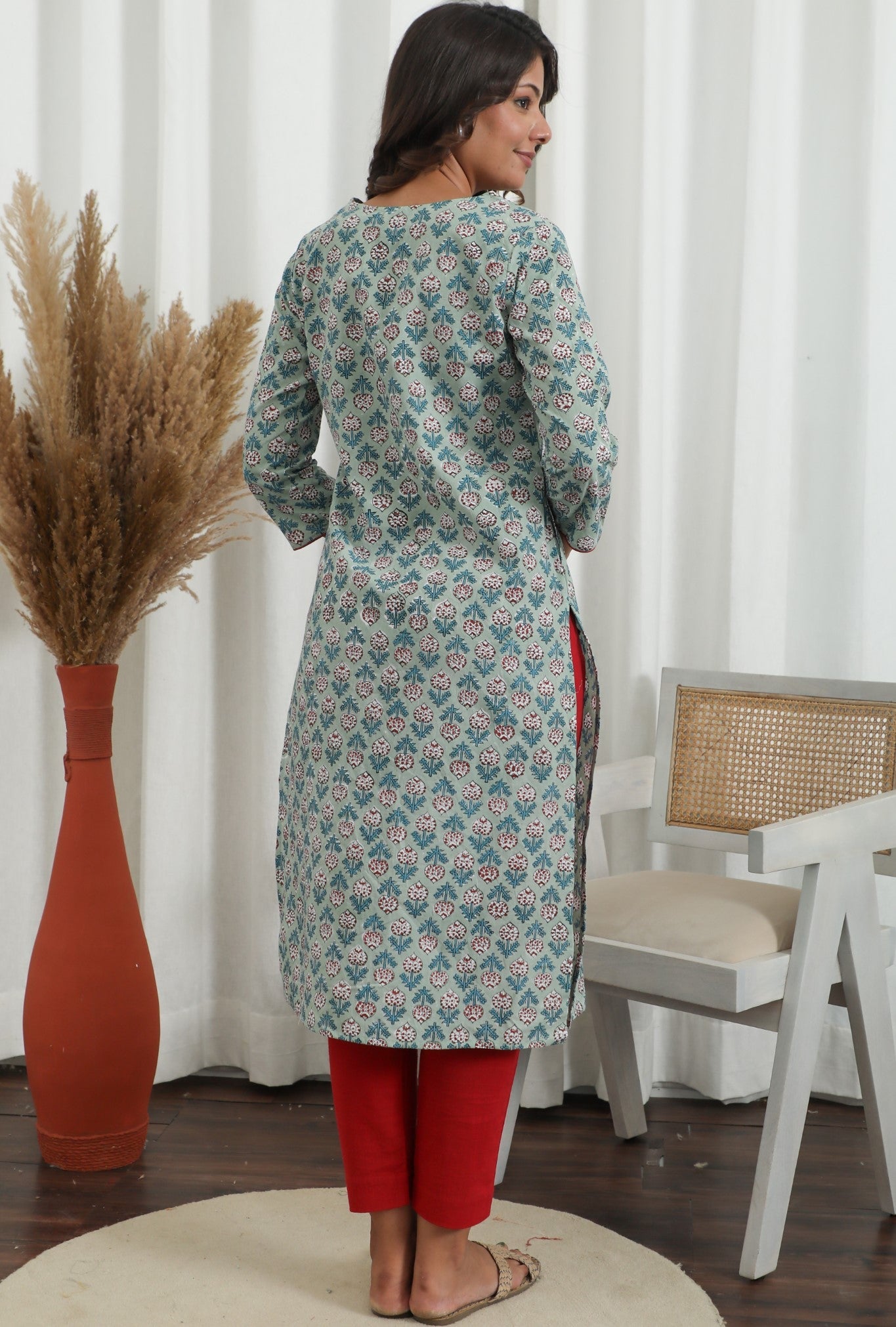 Petal Push Azofree Handblock Printed Pure Cotton Kurti for Women | Eco-Friendly Indian Ethnic Wear | Perfect for Festivals, Weddings & Casual Outings