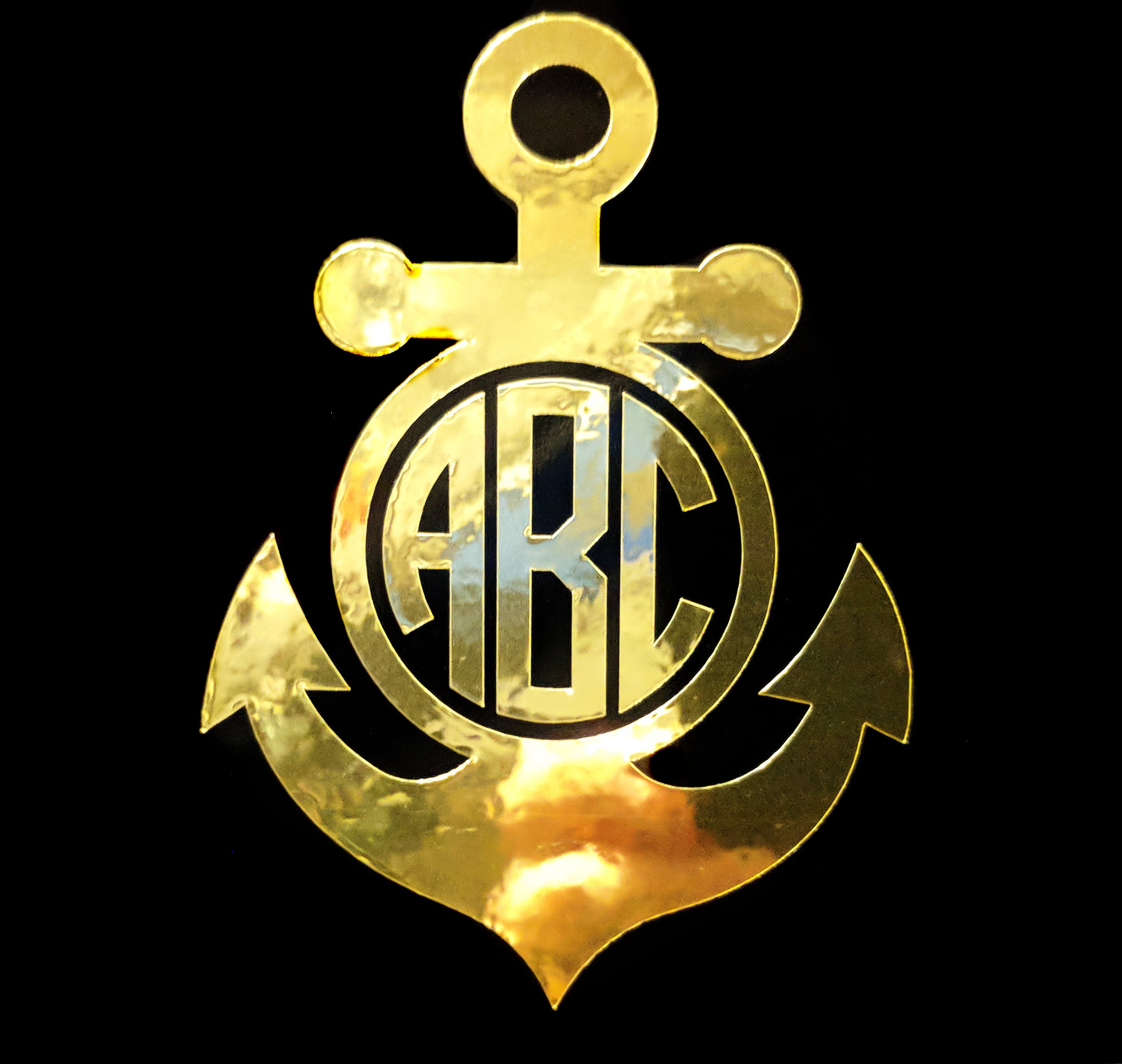 Custom Metallic Circle Anchor Monogram Letter Initial Sticker Decal - Gold Chrome 5