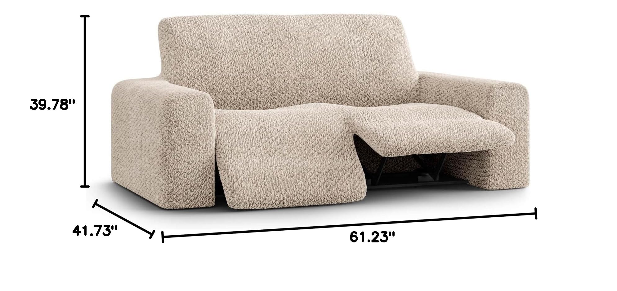 PAULATO BY GA.I.CO. 2-Seater Recliner Loveseat Cover - Soft Stretch Polyester Slipcover for Reclining Sofas - Form-Fit 1-Piece Furniture Protector in Velvet Ivory - Perfect for Living Room, Home Theater & Family Room Protection