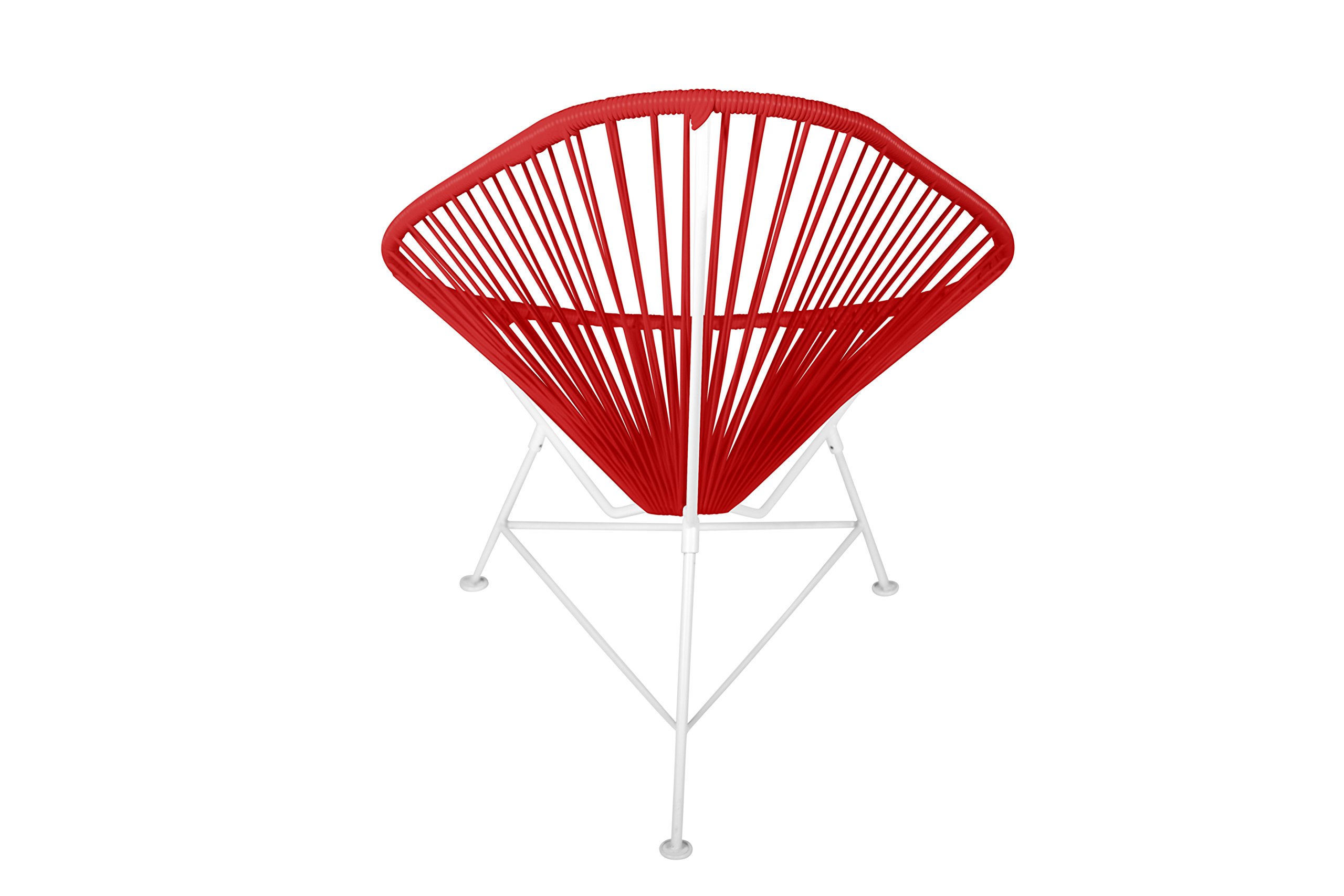 Innit Designs Baby Acapulco Chair - Red Woven Rattan on White Metal Frame for Nursery, Patio & Indoor Use - Stylish Kids Furniture for Relaxation & Play