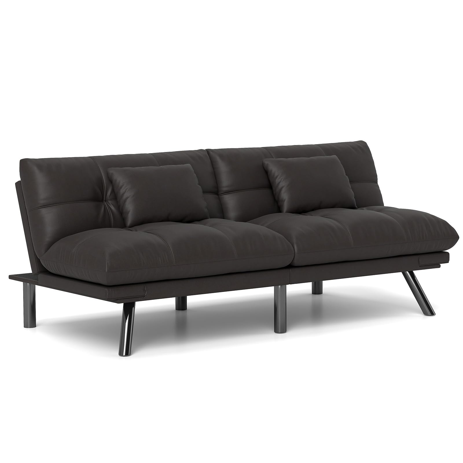 Convertible Futon Sofa Bed with Water-Resistant Fabric & 2 Cushions - Light Black | Space-Saving Sleeper Sofa for Small Apartments, Guest Rooms & Dorm Living